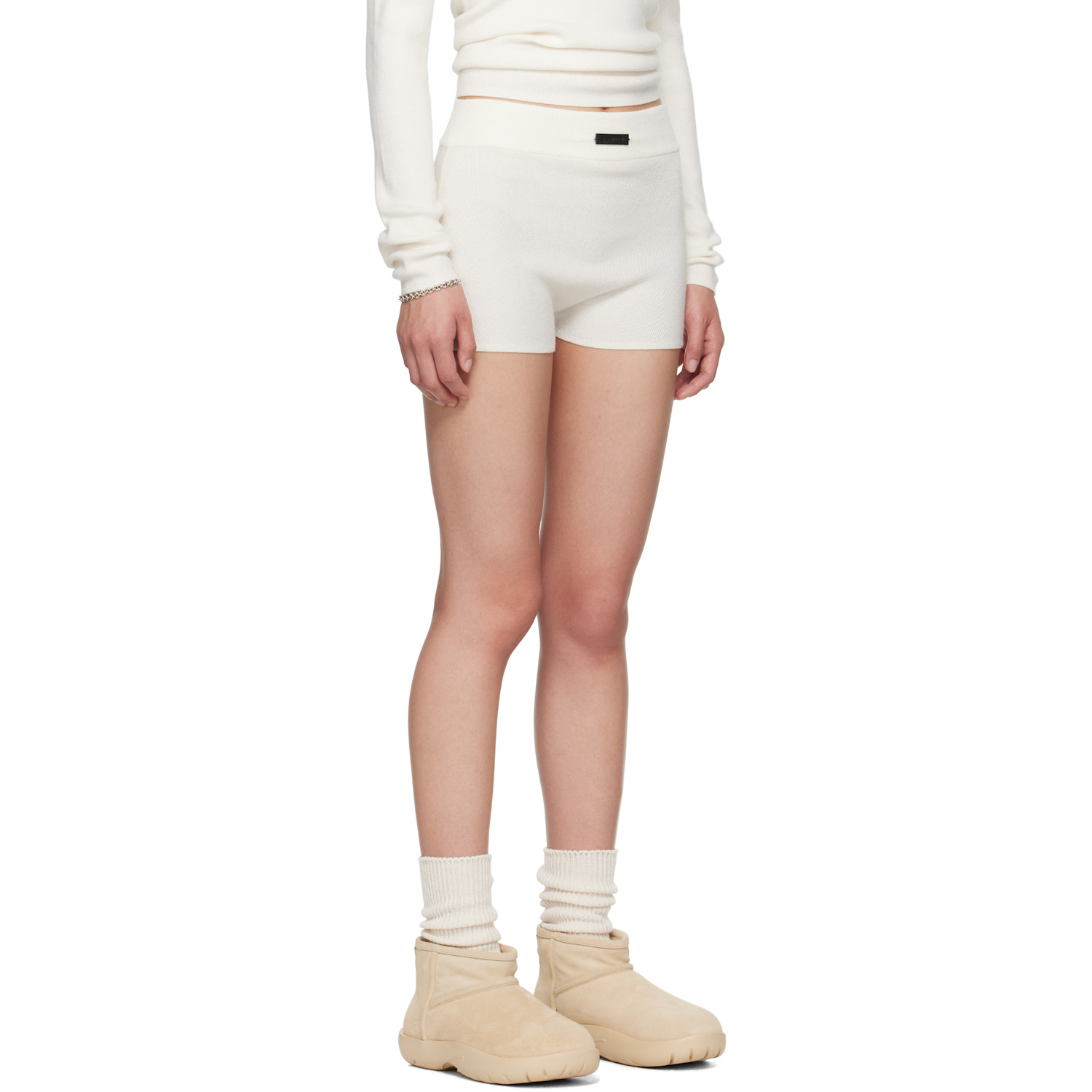  Fear Of God Essentials White Soft Rib Knit Boxer Boy Shorts 