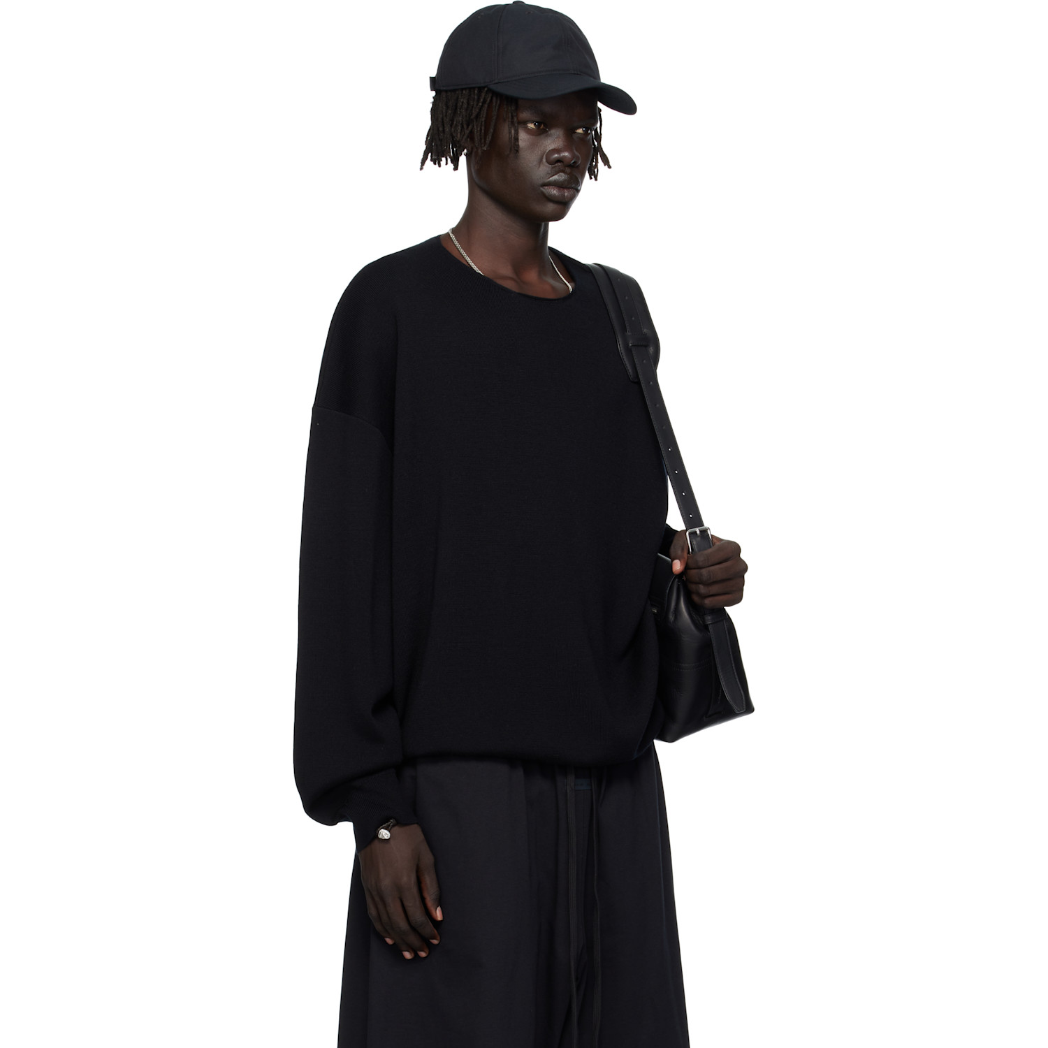  Fear Of God Essentials Black Long Sleeve Crewneck Sweater 