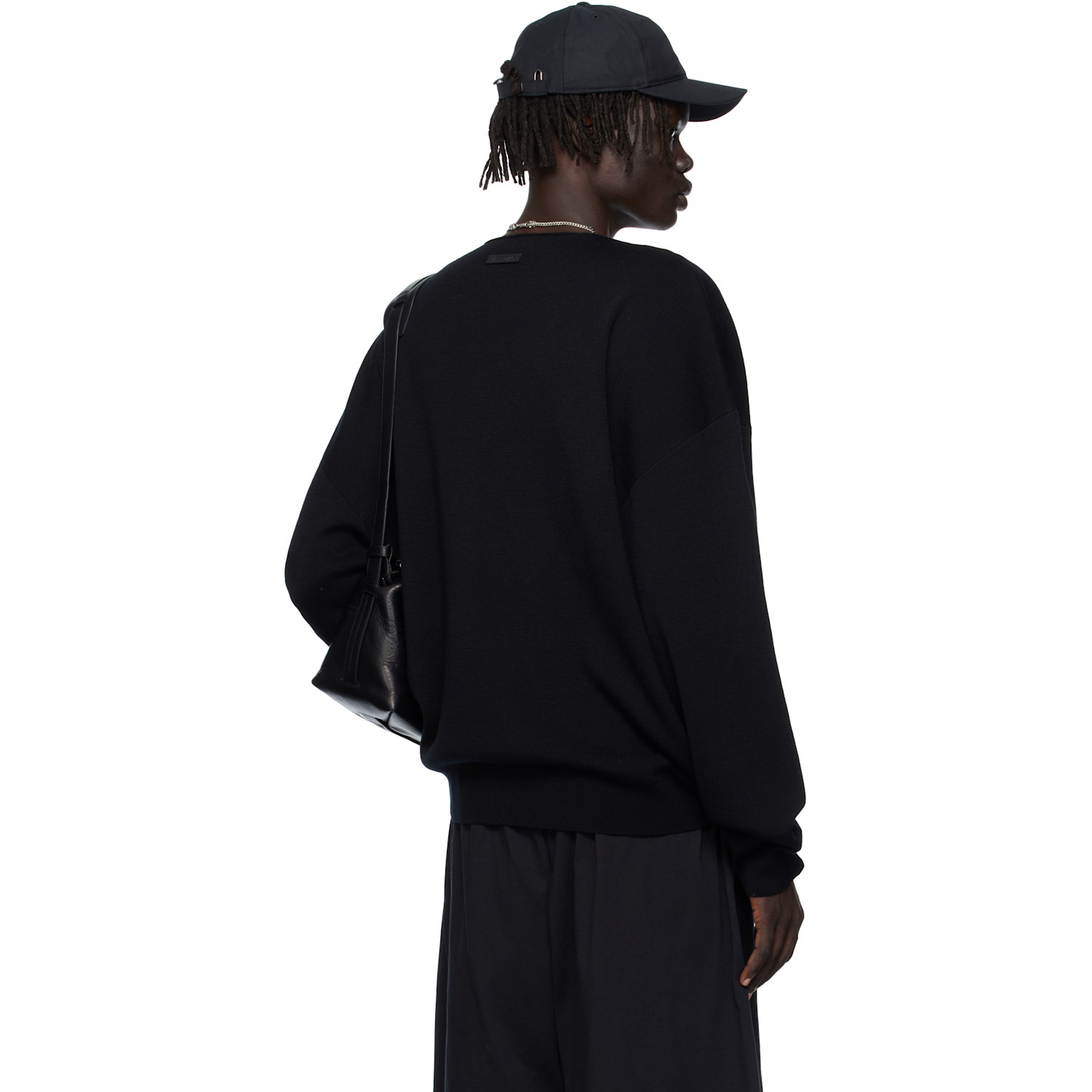 Fear Of God Essentials Black Long Sleeve Crewneck Sweater 