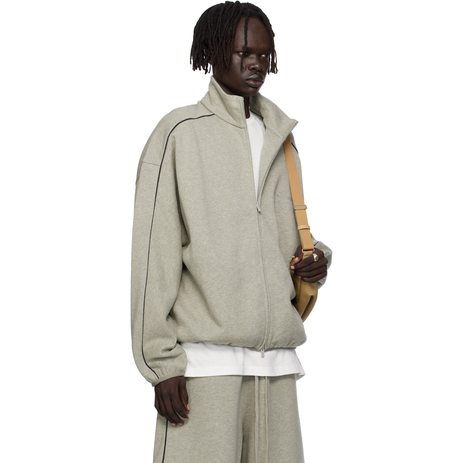  Fear Of God Essentials Gray Modern Fit Fleece Track Jacket 