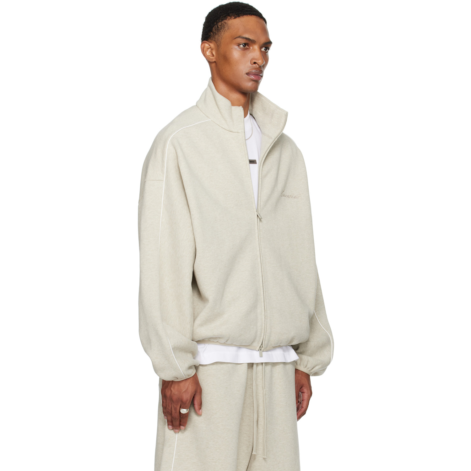  Fear Of God Essentials Beige Modern Fit Fleece Track Jacket 