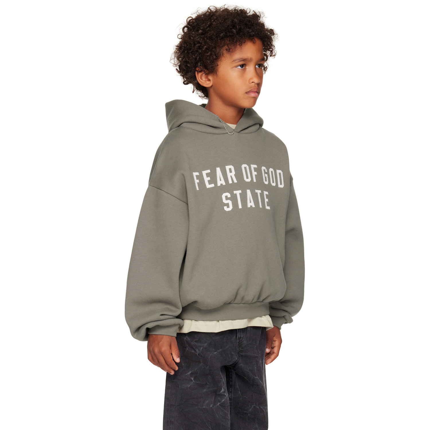  Fear Of God Essentials Kids Gray 90s Fit Fleece Hoodie 