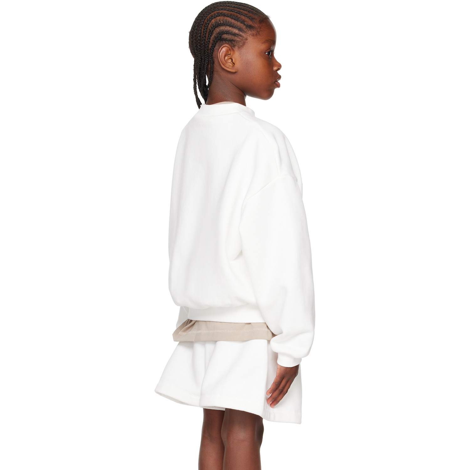  Fear Of God Essentials Kids White Fleece Crewneck Sweatshirt 