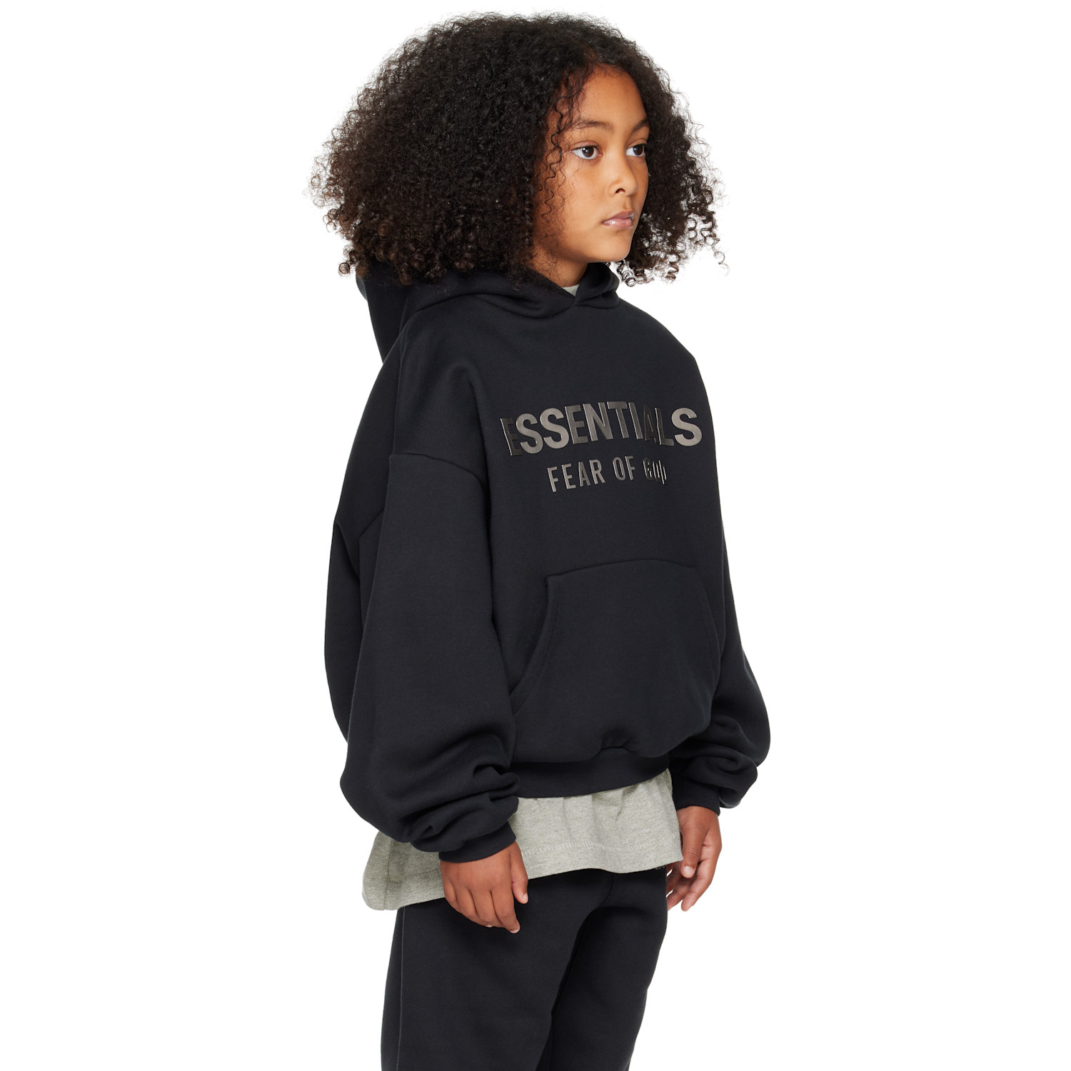  Fear Of God Essentials Kids Black Fleece Hoodie 