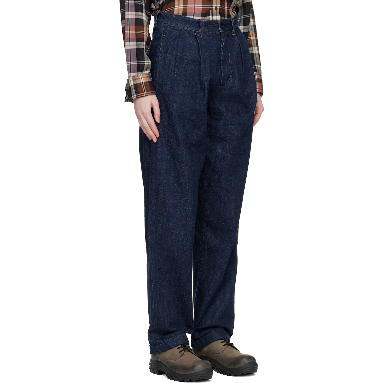  Carter Young Ssense Exclusive Blue Washed Pleated Jeans 