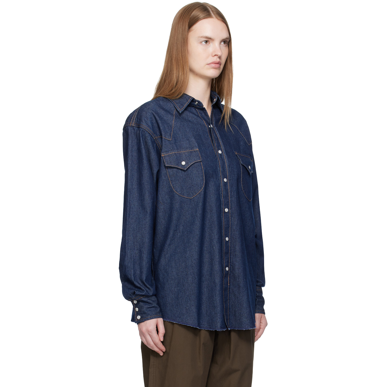 Carter Young Ssense Exclusive Blue Denim Western Shirt 