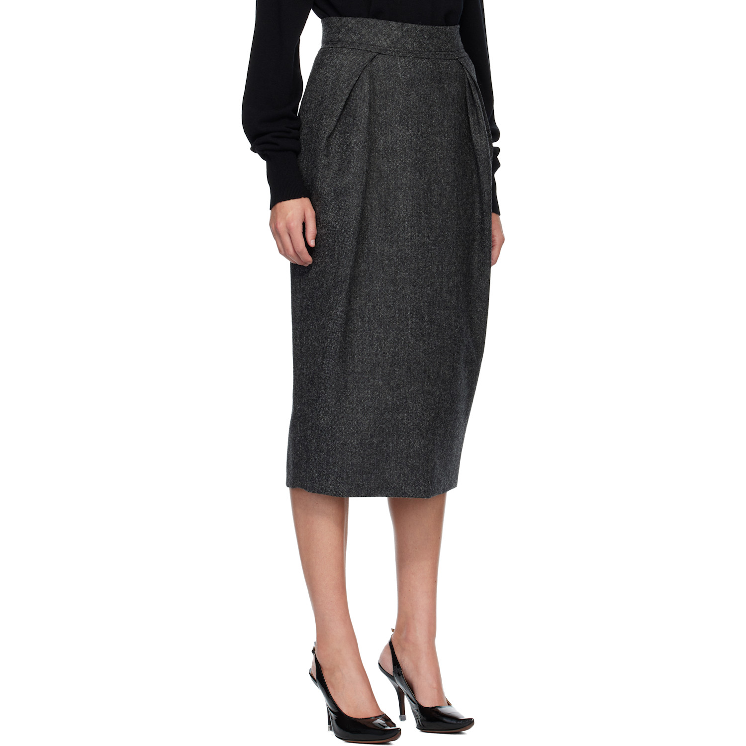  Maison Margiela Gray Wool Midi Skirt 