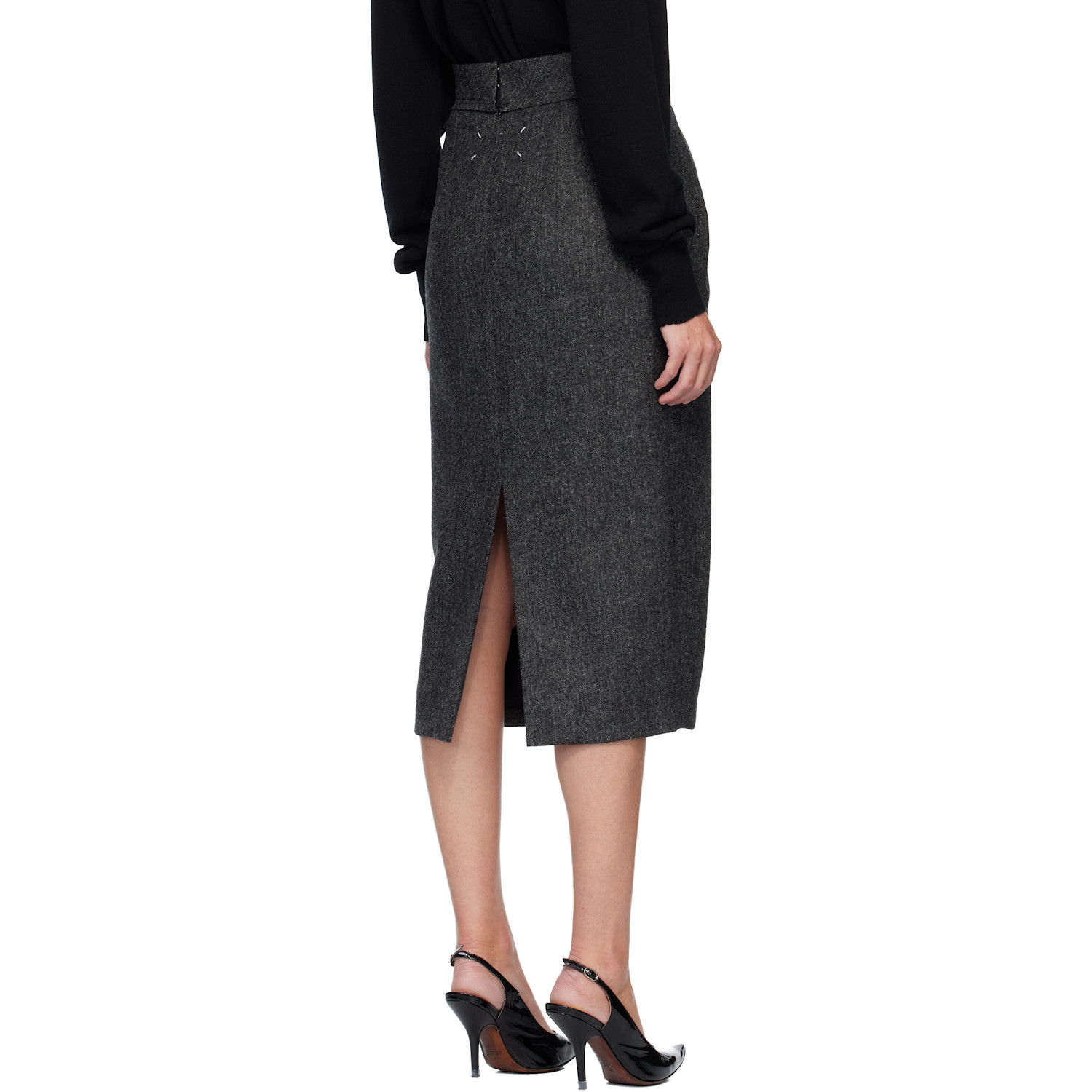  Maison Margiela Gray Wool Midi Skirt 