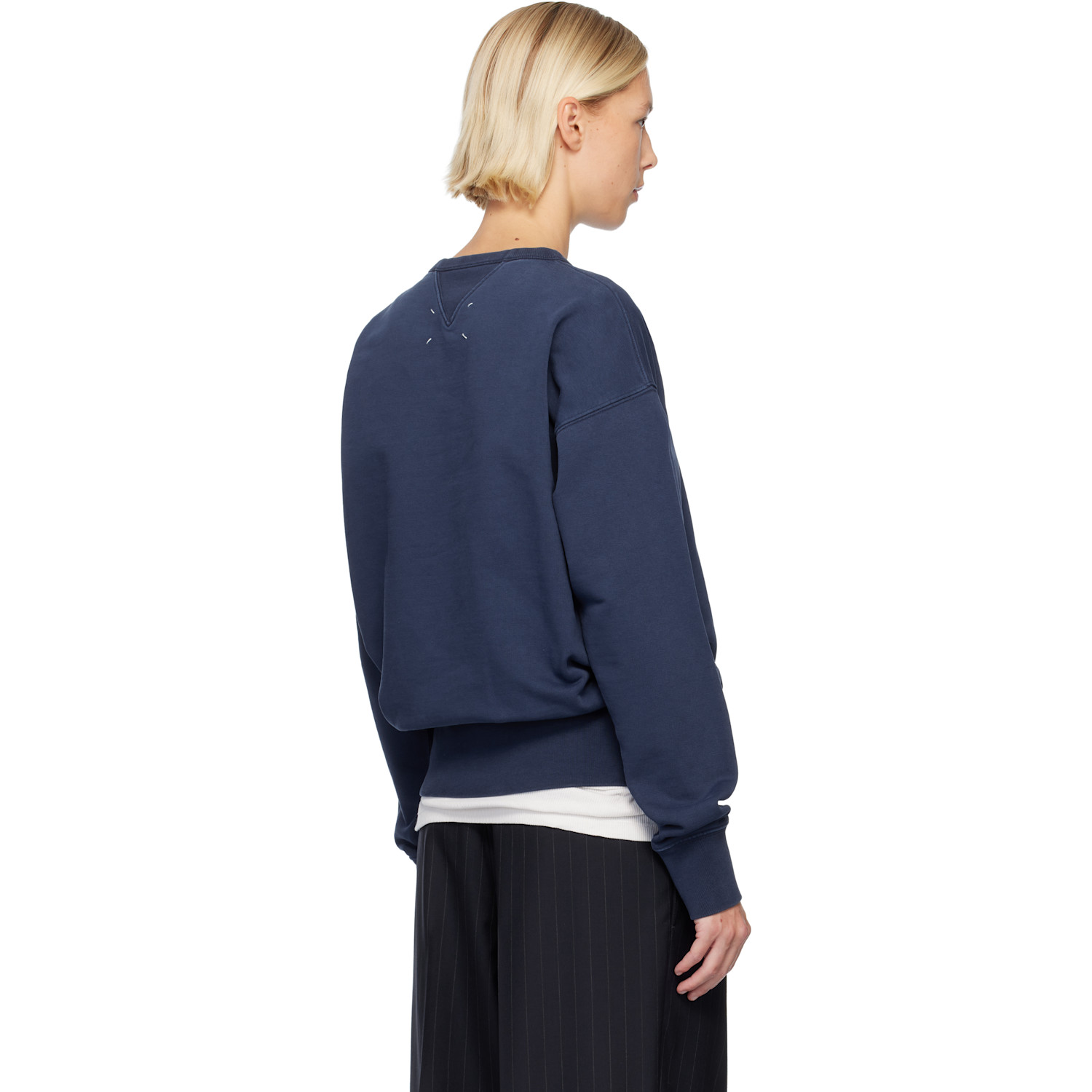  Maison Margiela Navy Embroidered Logo Sweatshirt 
