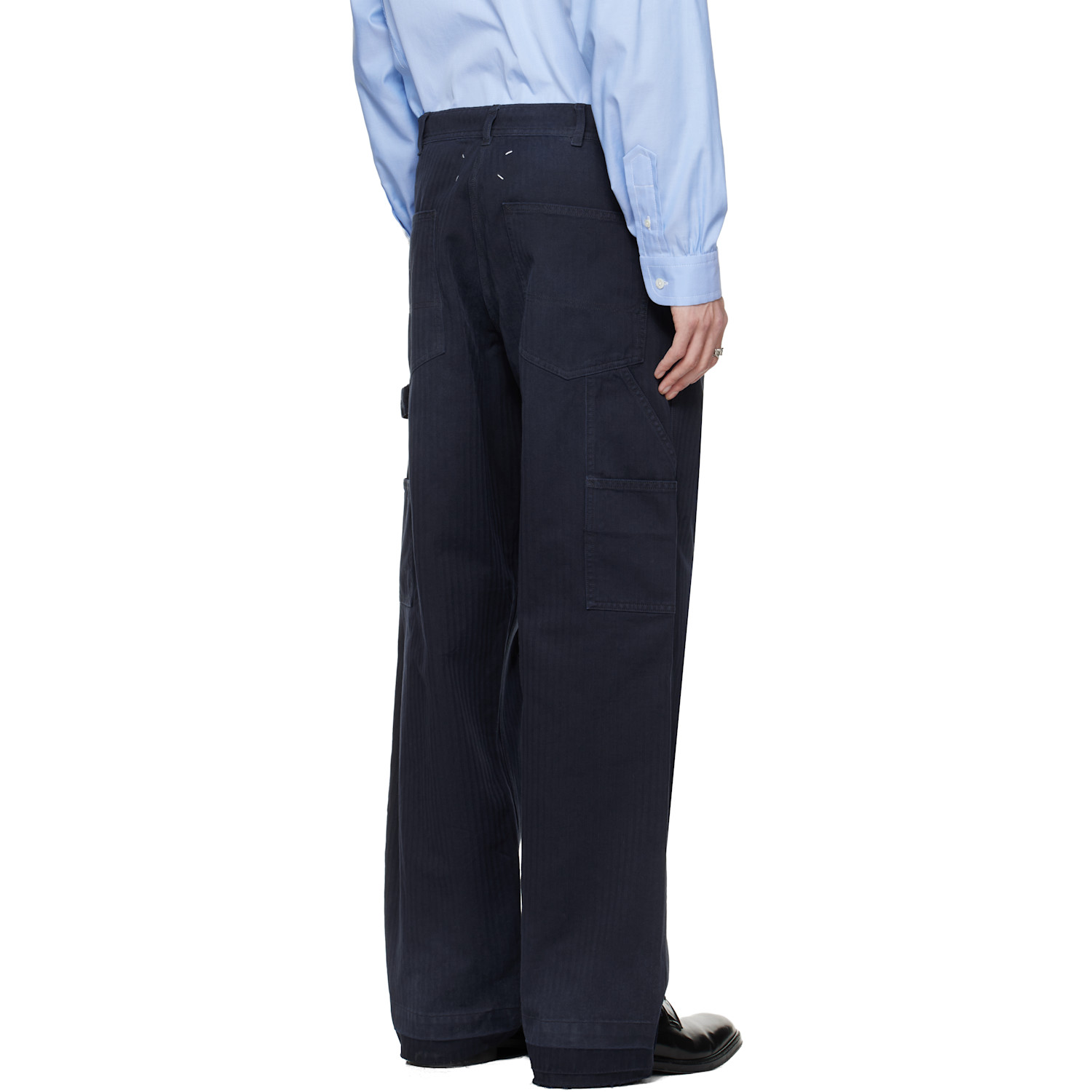  Maison Margiela Navy Herringbone Trousers 