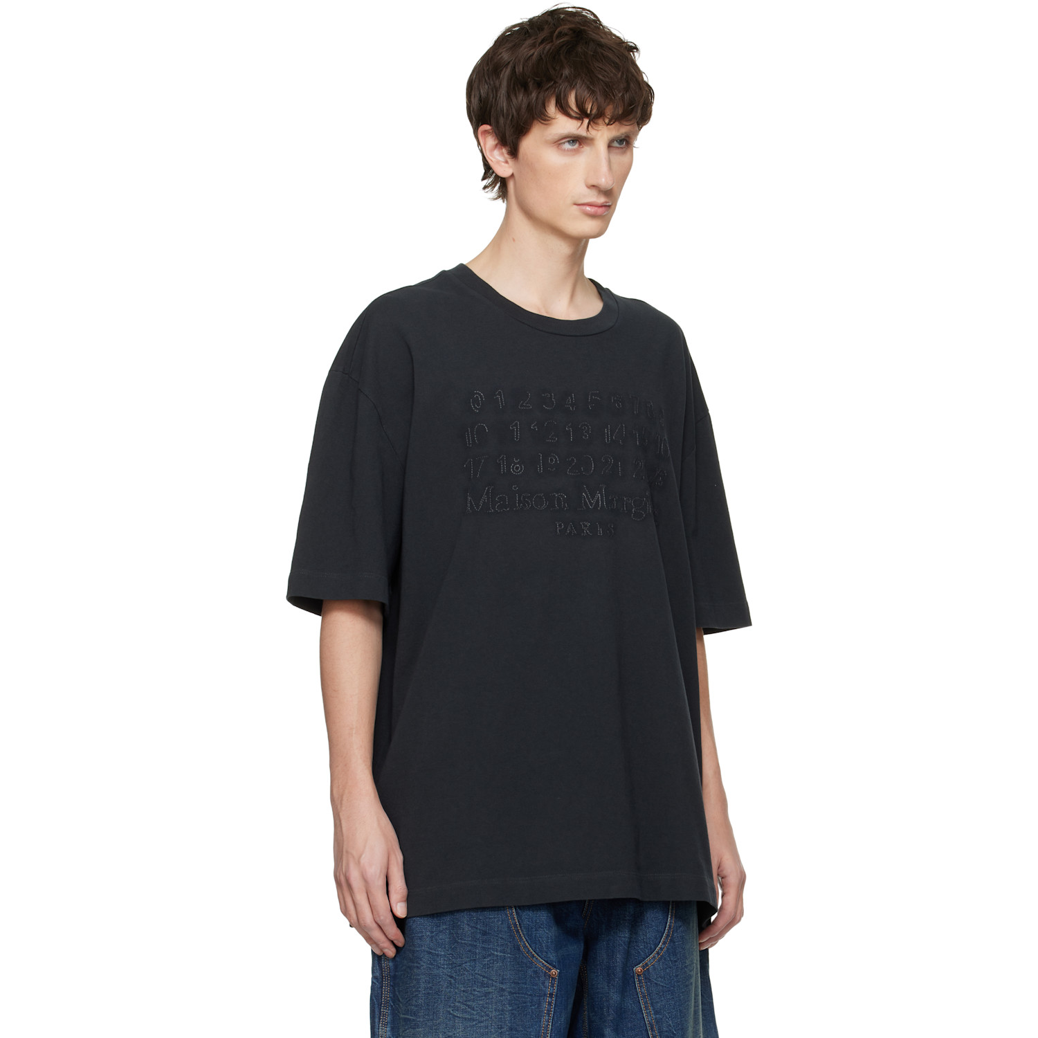  Maison Margiela Gray Embroidered Logo T-shirt 
