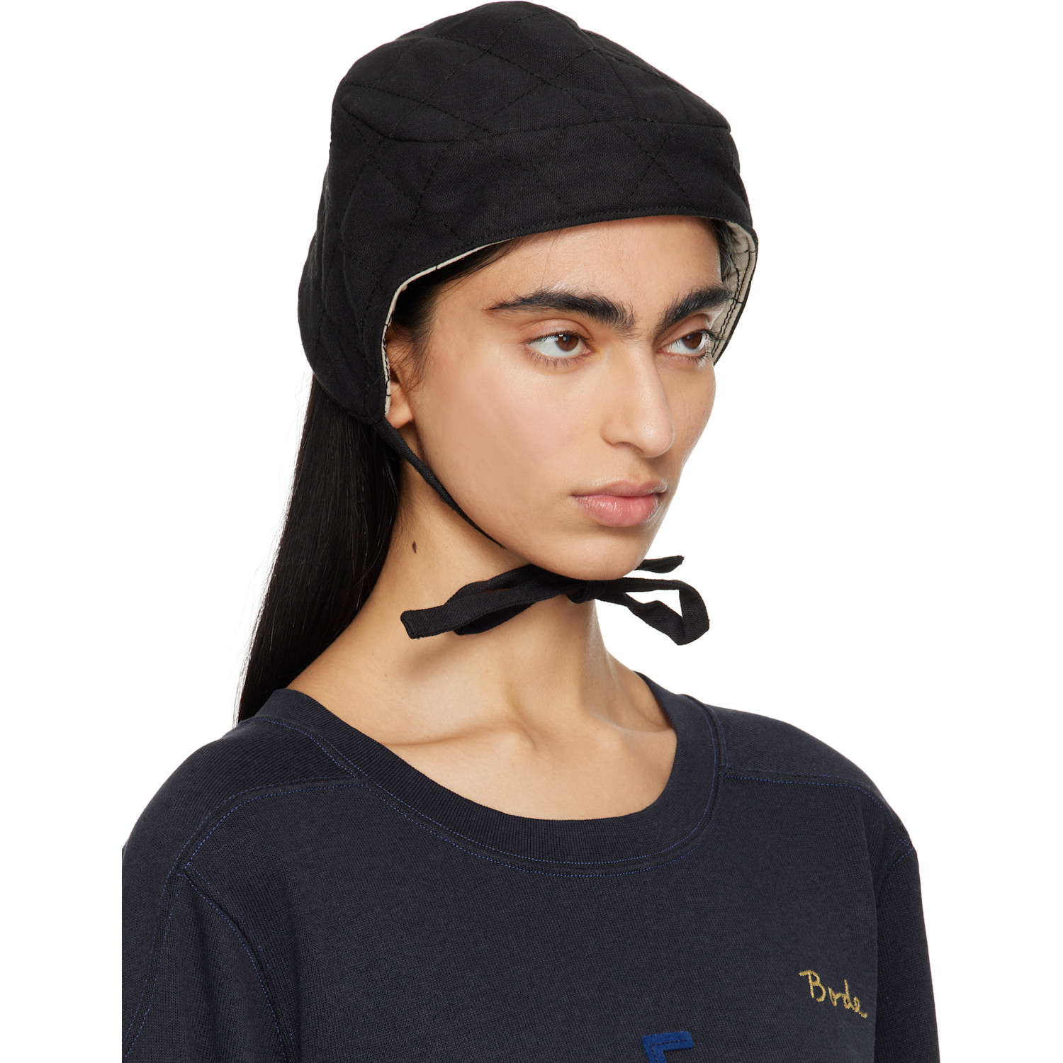  Bode Black Bloomstein Quilted Cap 