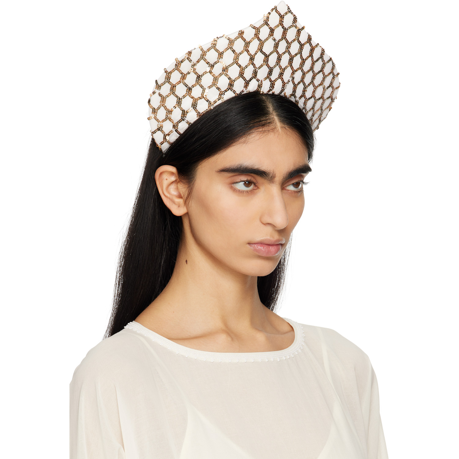  Bode Off-white & Gold Pinnacle Crown Headband 