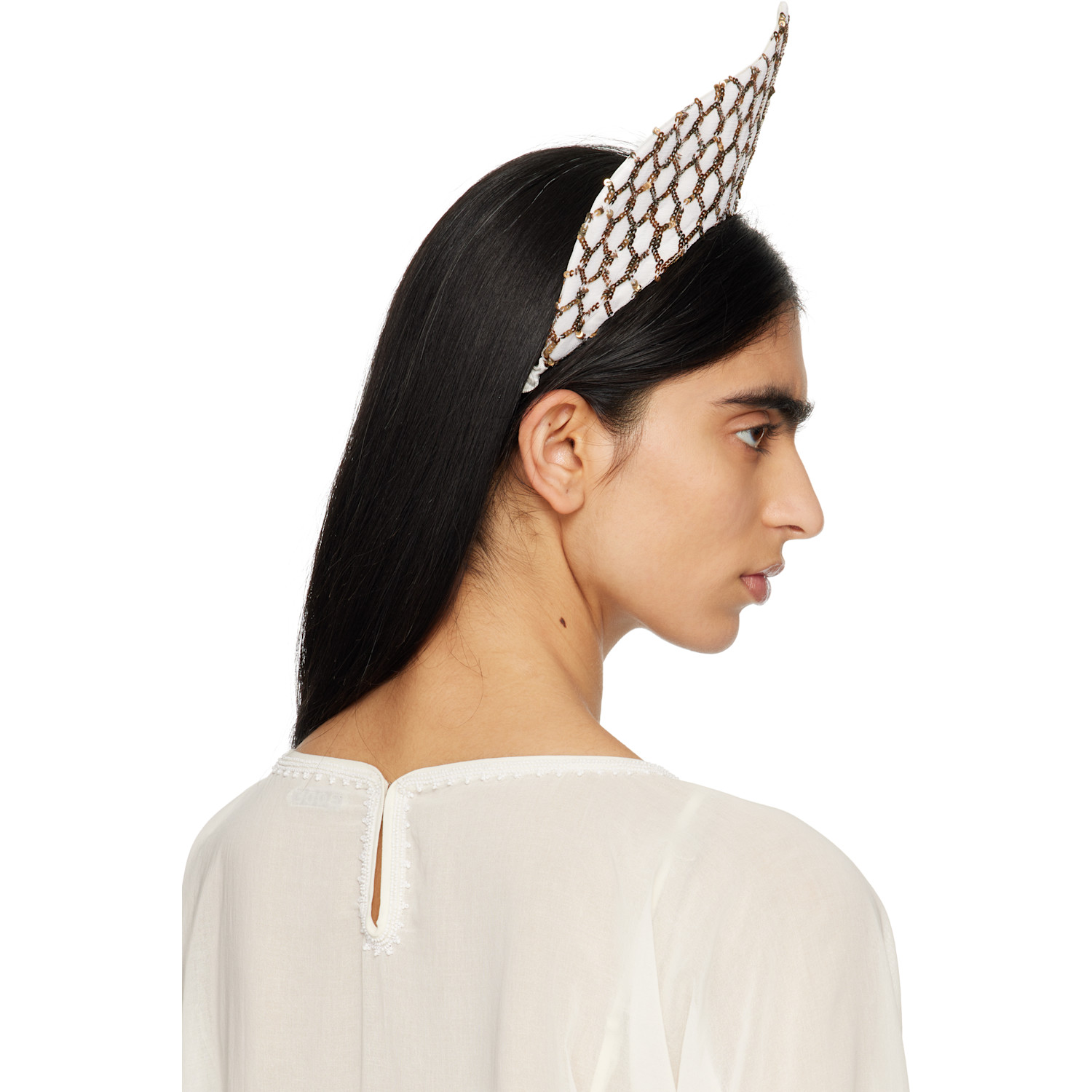  Bode Off-white & Gold Pinnacle Crown Headband 