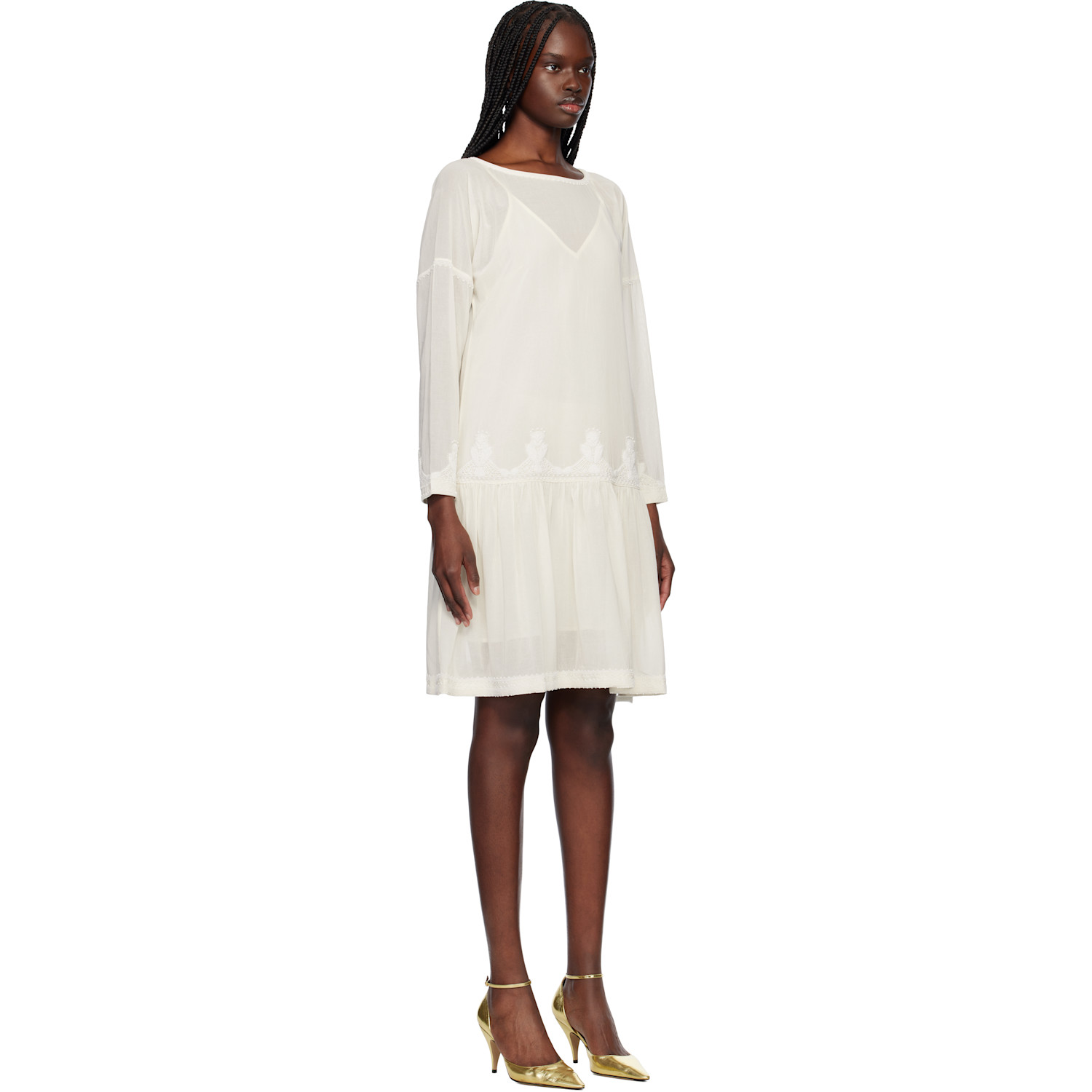  Bode Off-white Salt Marsh Midi Dress 