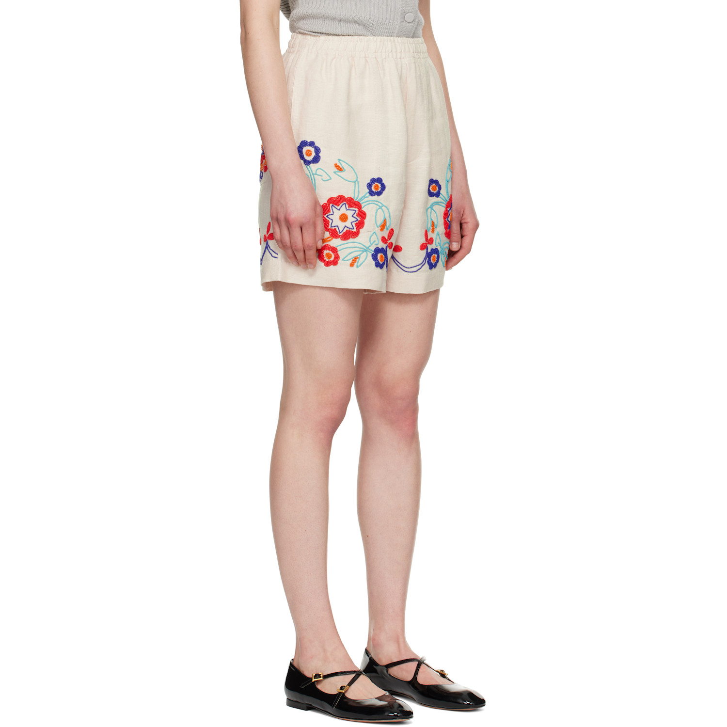  Bode Off-white Beaded Garden Party Shorts 