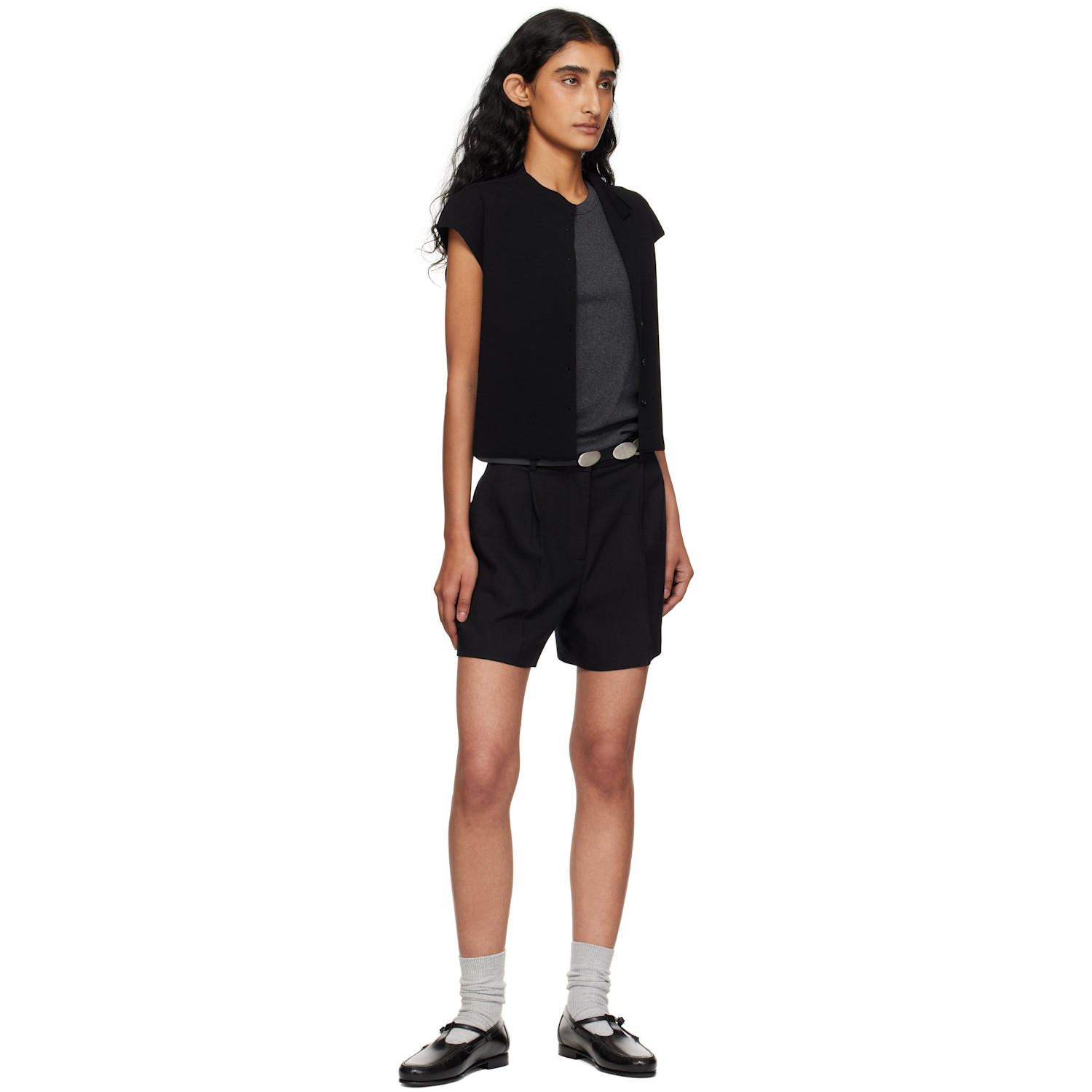  Anderson's Black Slim Nappa Calf Leather Belt 
