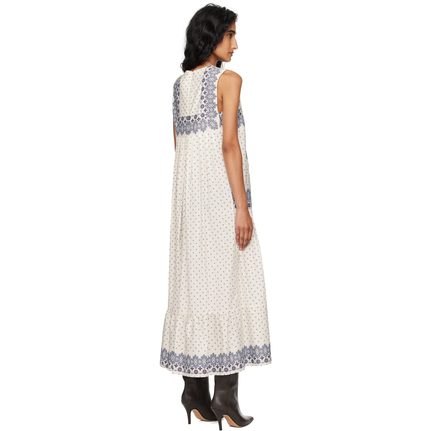  Weekend Max Mara Off-white & Blue Manila Midi Dress 