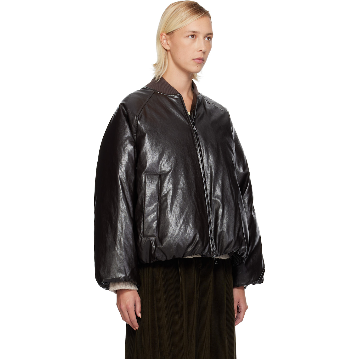  Weekend Max Mara Brown Potente Faux-leather Down Jacket 