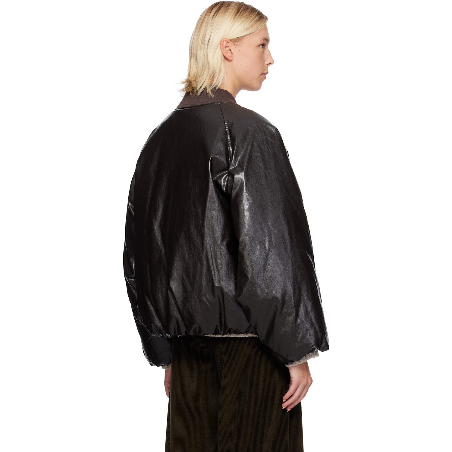  Weekend Max Mara Brown Potente Faux-leather Down Jacket 