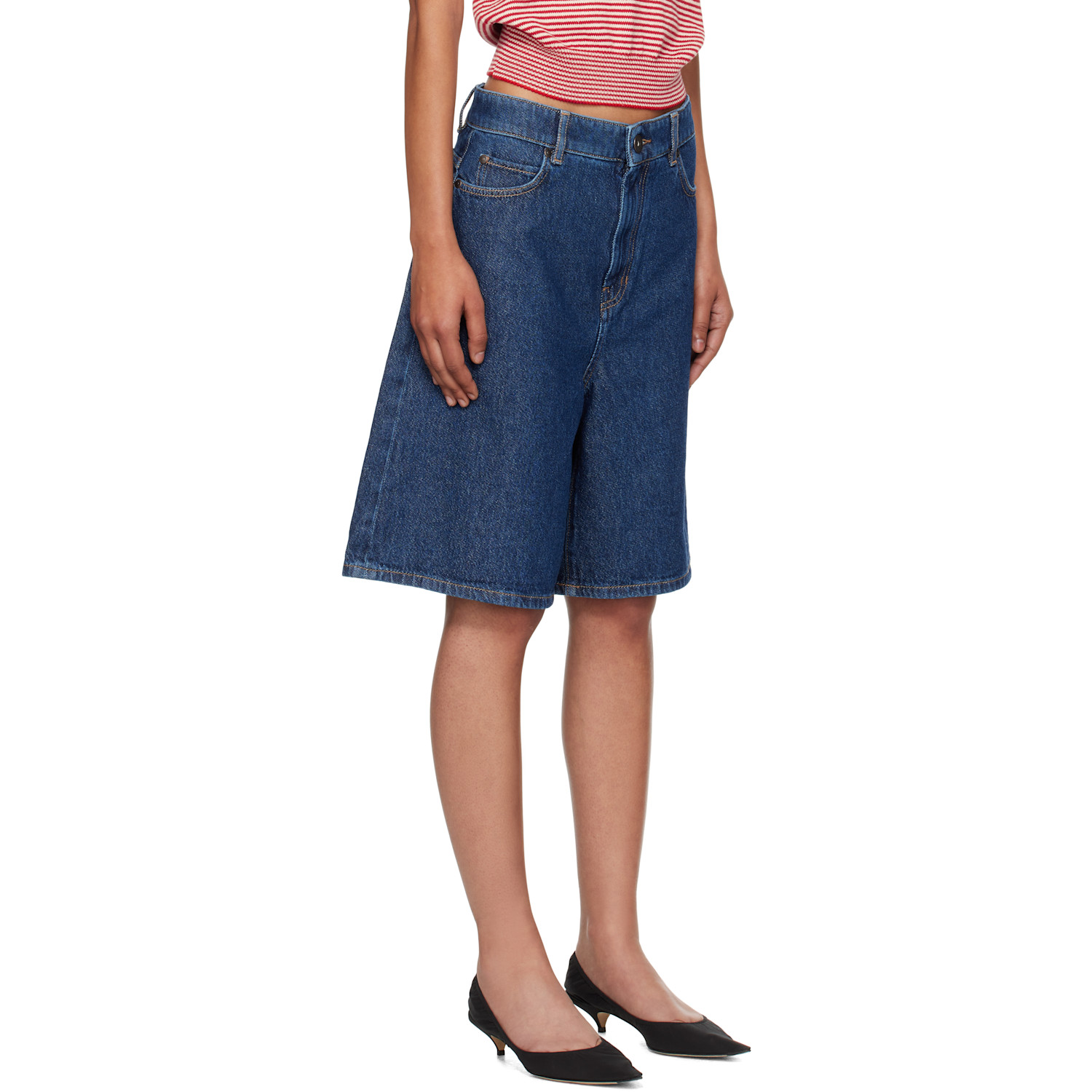  Weekend Max Mara Navy Donnola Denim Shorts 