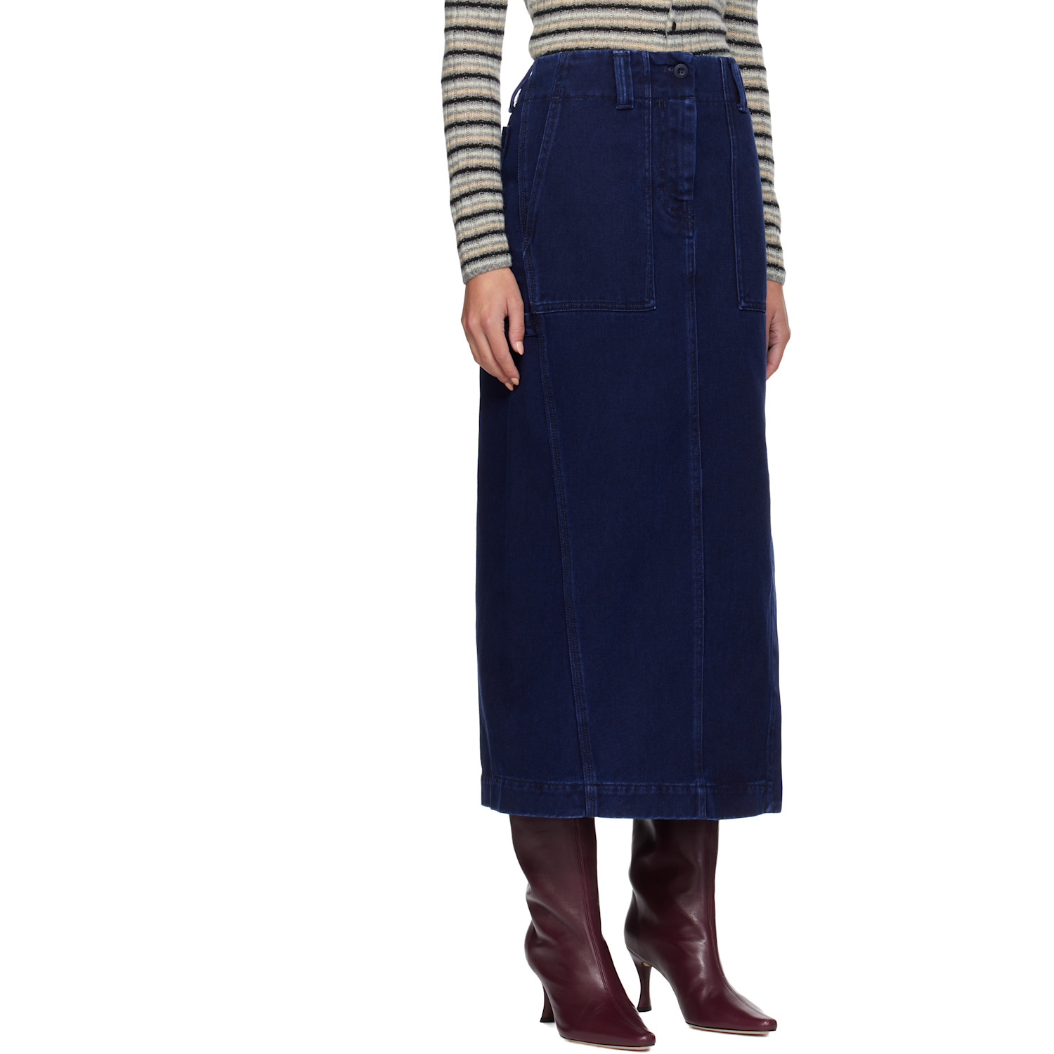  Weekend Max Mara Navy Valika Denim Maxi Skirt 