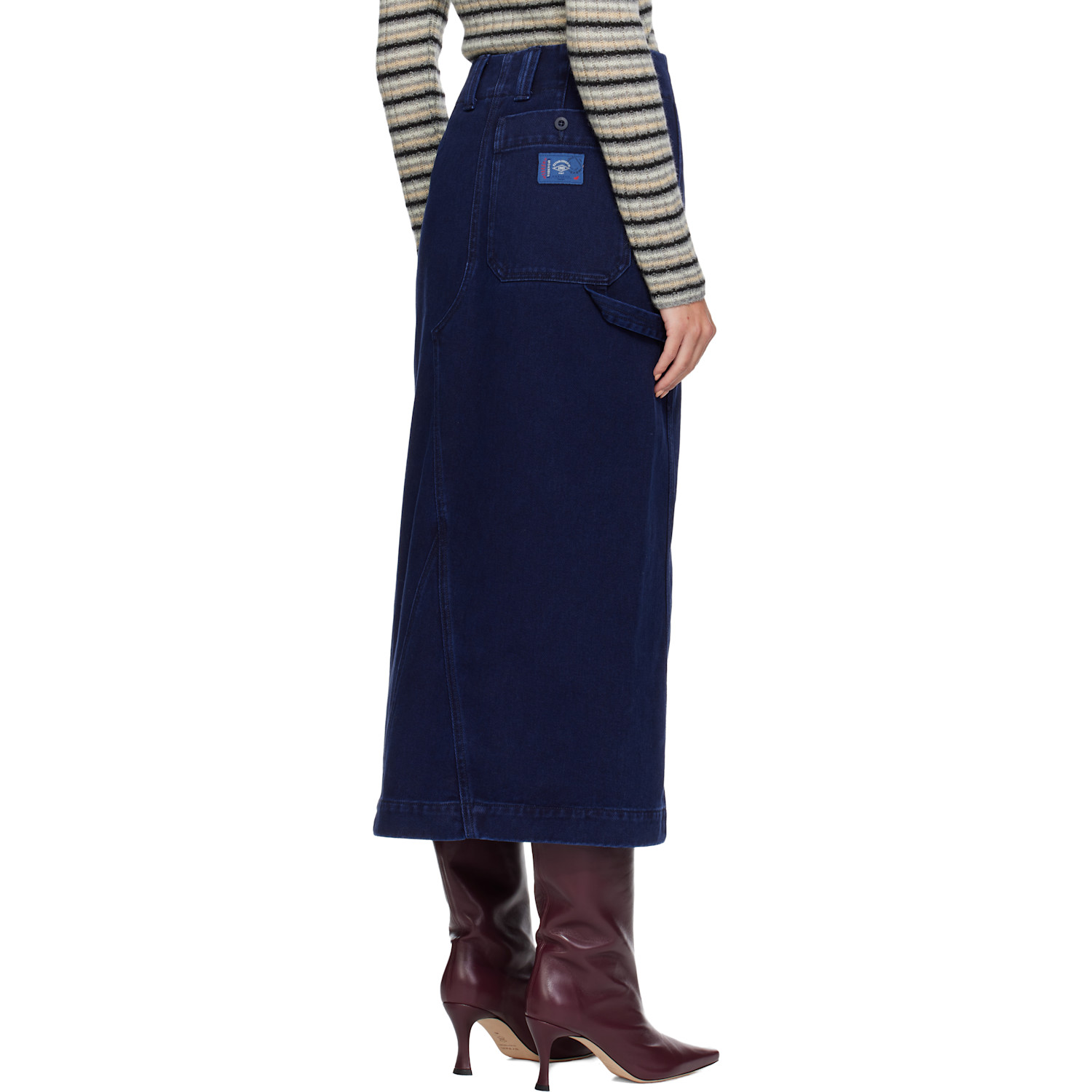  Weekend Max Mara Navy Valika Denim Maxi Skirt 