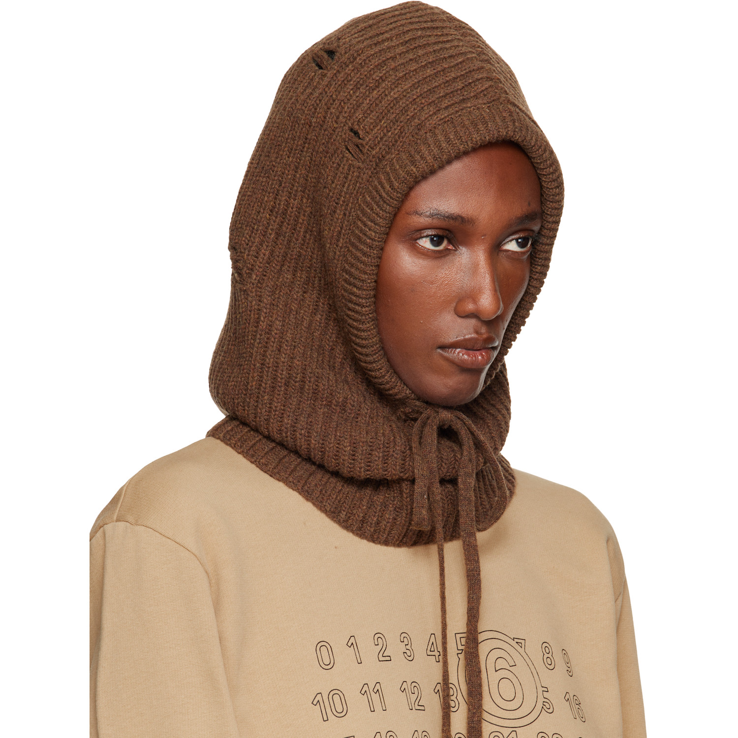  Mm6 Maison Margiela Brown Wool Hood 