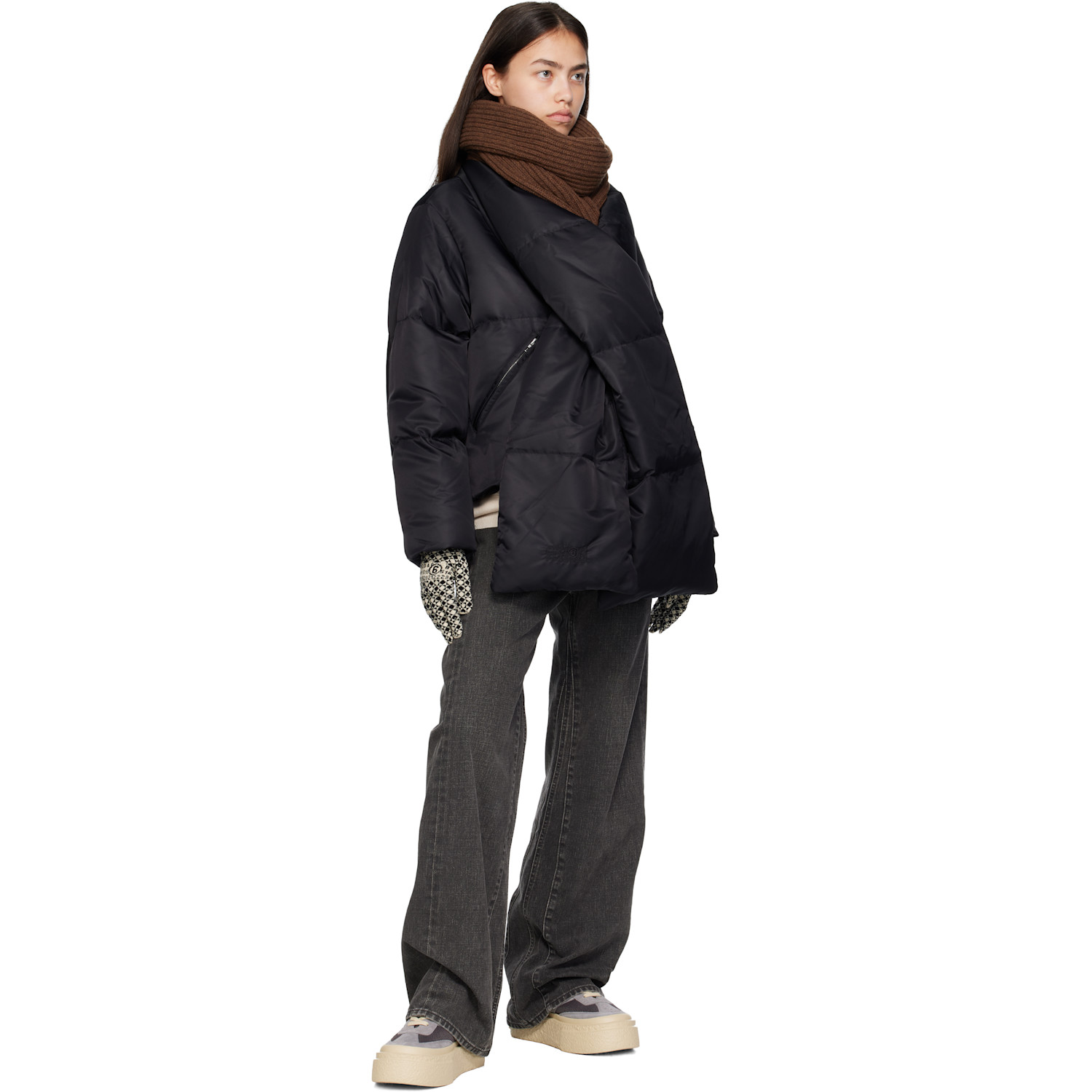  Mm6 Maison Margiela Brown Wool Scarf 