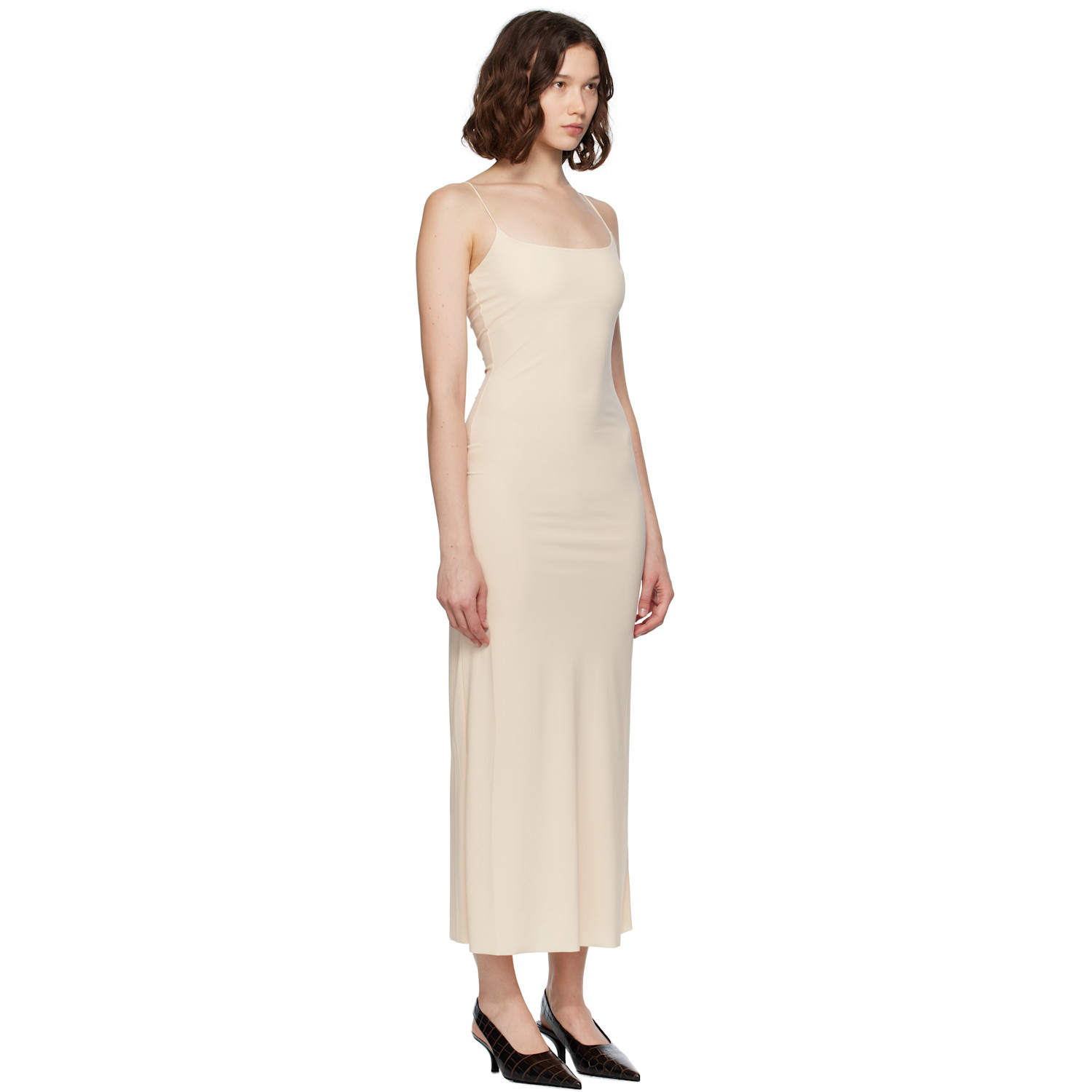  Mm6 Maison Margiela Beige Slip Maxi Dress 
