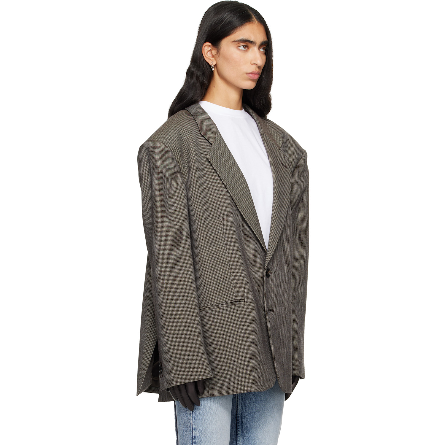  Mm6 Maison Margiela Brown Oversized Wool Blazer 