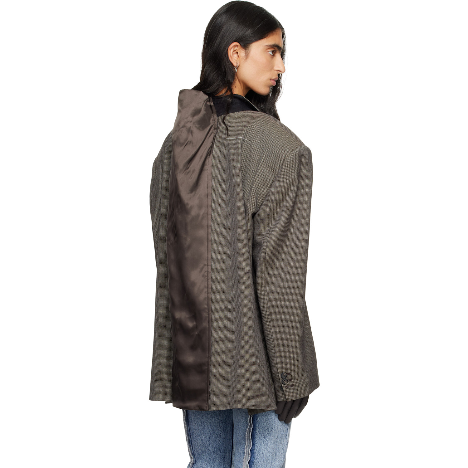  Mm6 Maison Margiela Brown Oversized Wool Blazer 