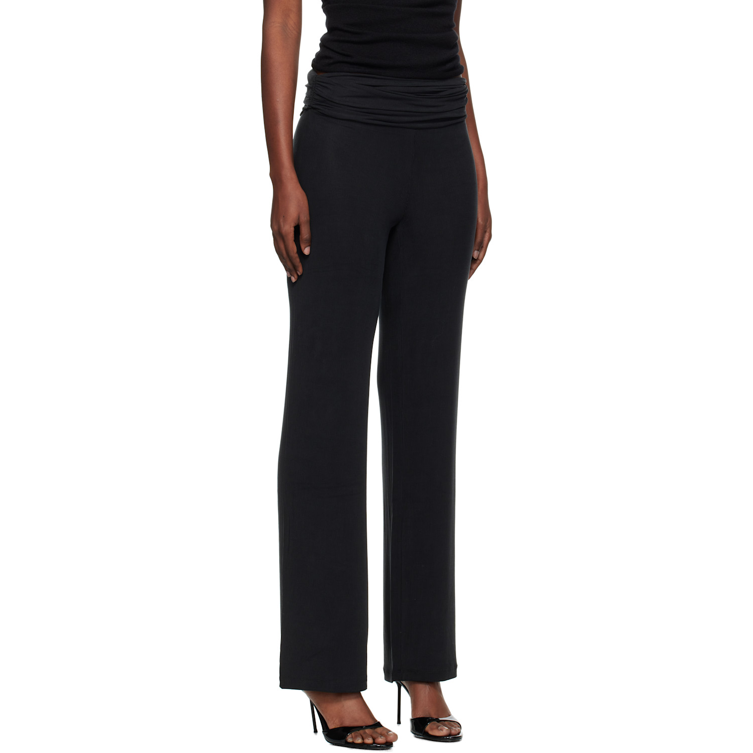  Aya Muse Black Ruched Fold Over Trousers 