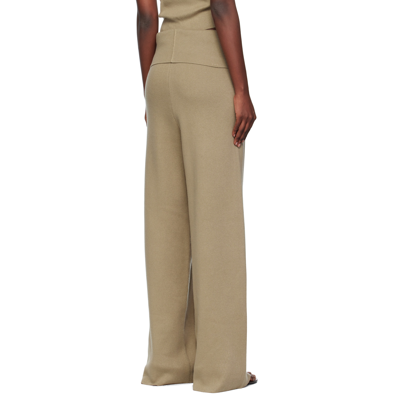  Aya Muse Beige Fold Over Seam Trousers 