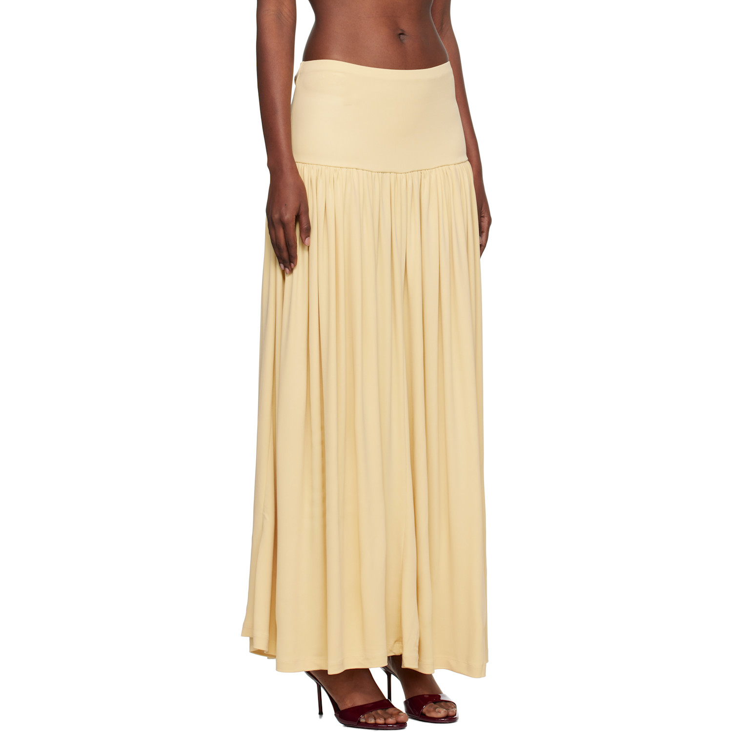 Aya Muse Yellow Gathered Maxi Skirt 
