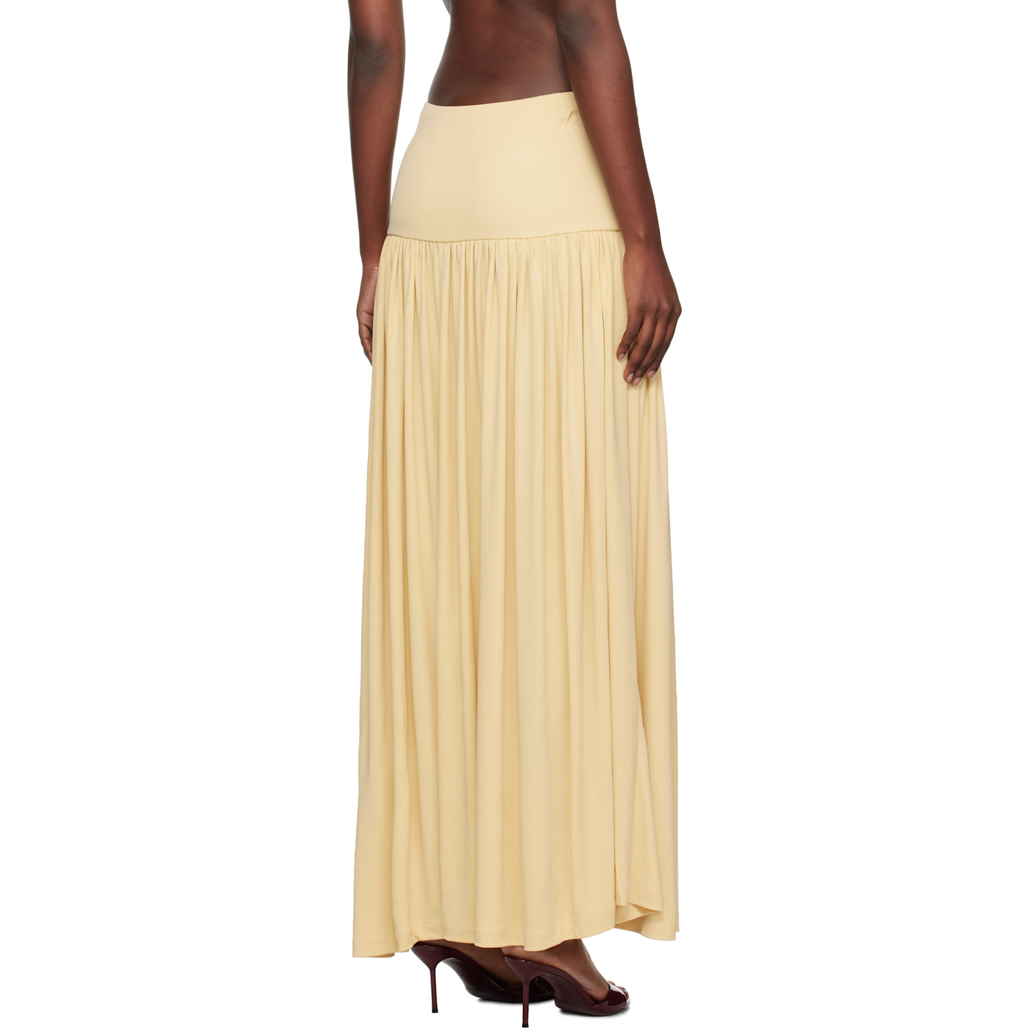  Aya Muse Yellow Gathered Maxi Skirt 