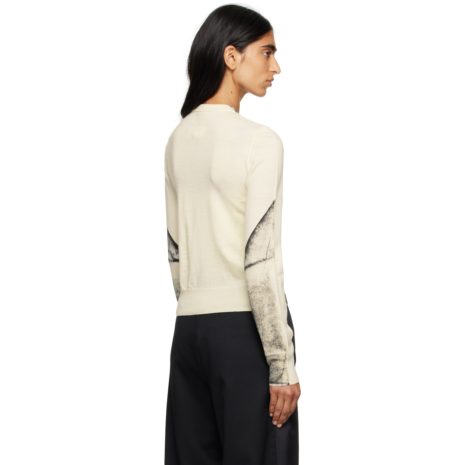  Mm6 Maison Margiela Off-white Folded Printed Gauge 14 Cardigan 