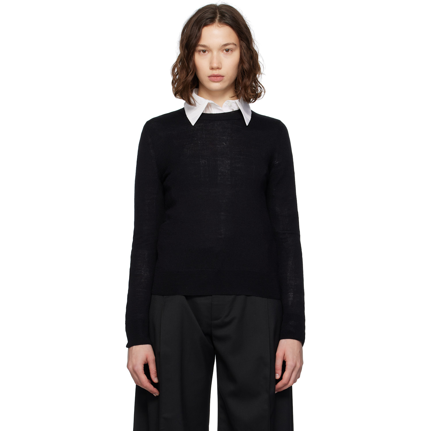 MM6 Maison Margiela Black Elbow Patch Sweater