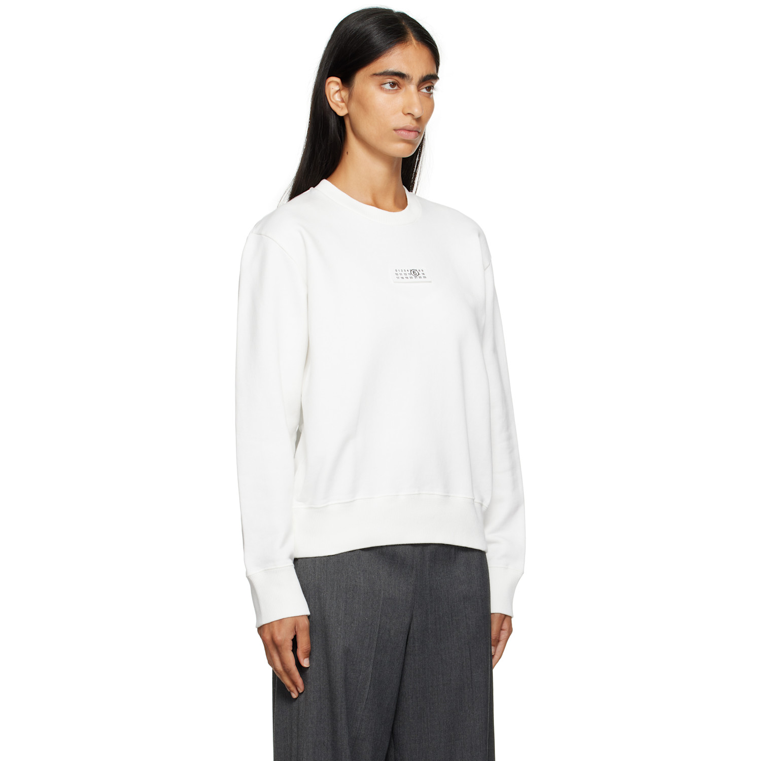  Mm6 Maison Margiela Off-white Logo Patch Sweatshirt 