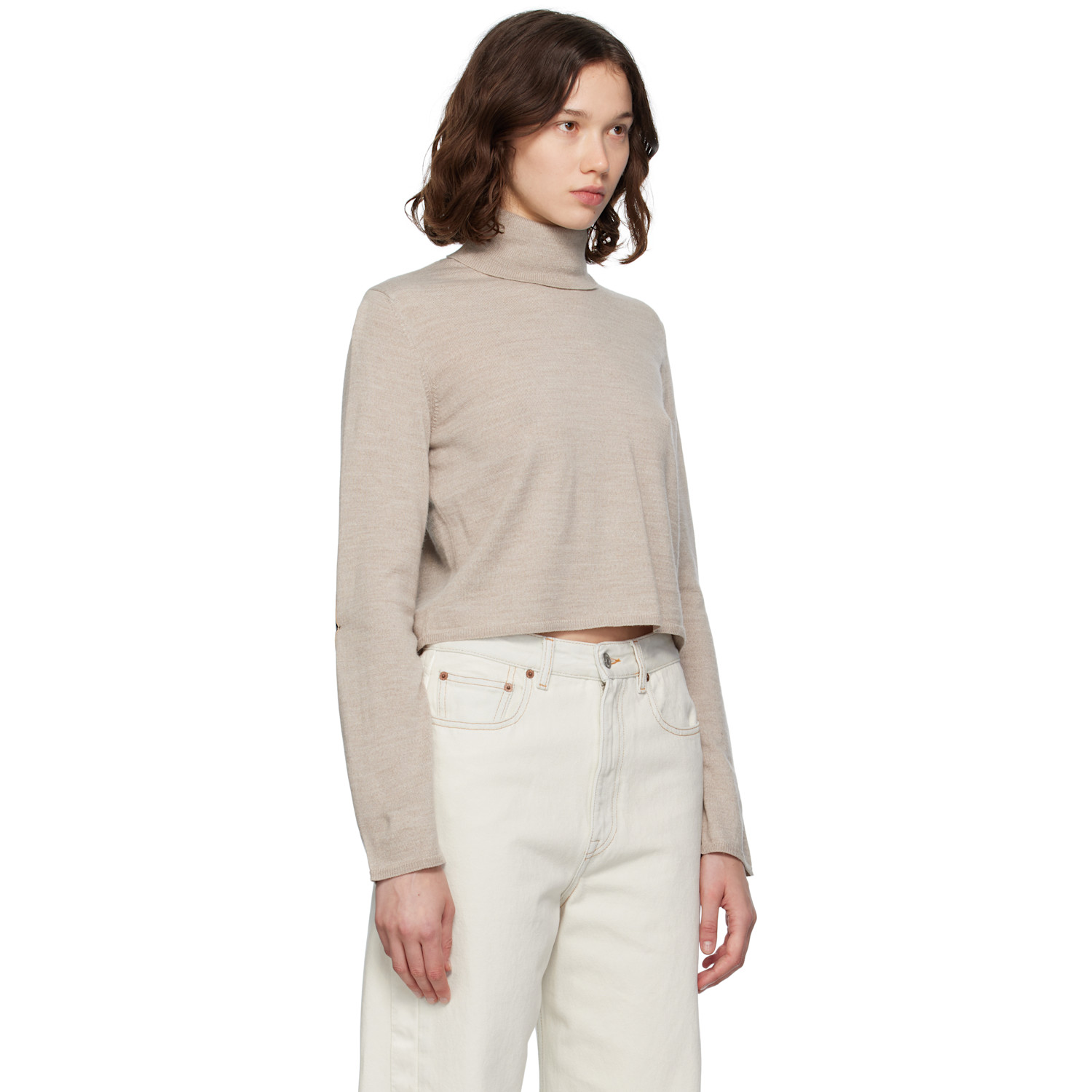  Mm6 Maison Margiela Taupe Knitted Turtleneck 