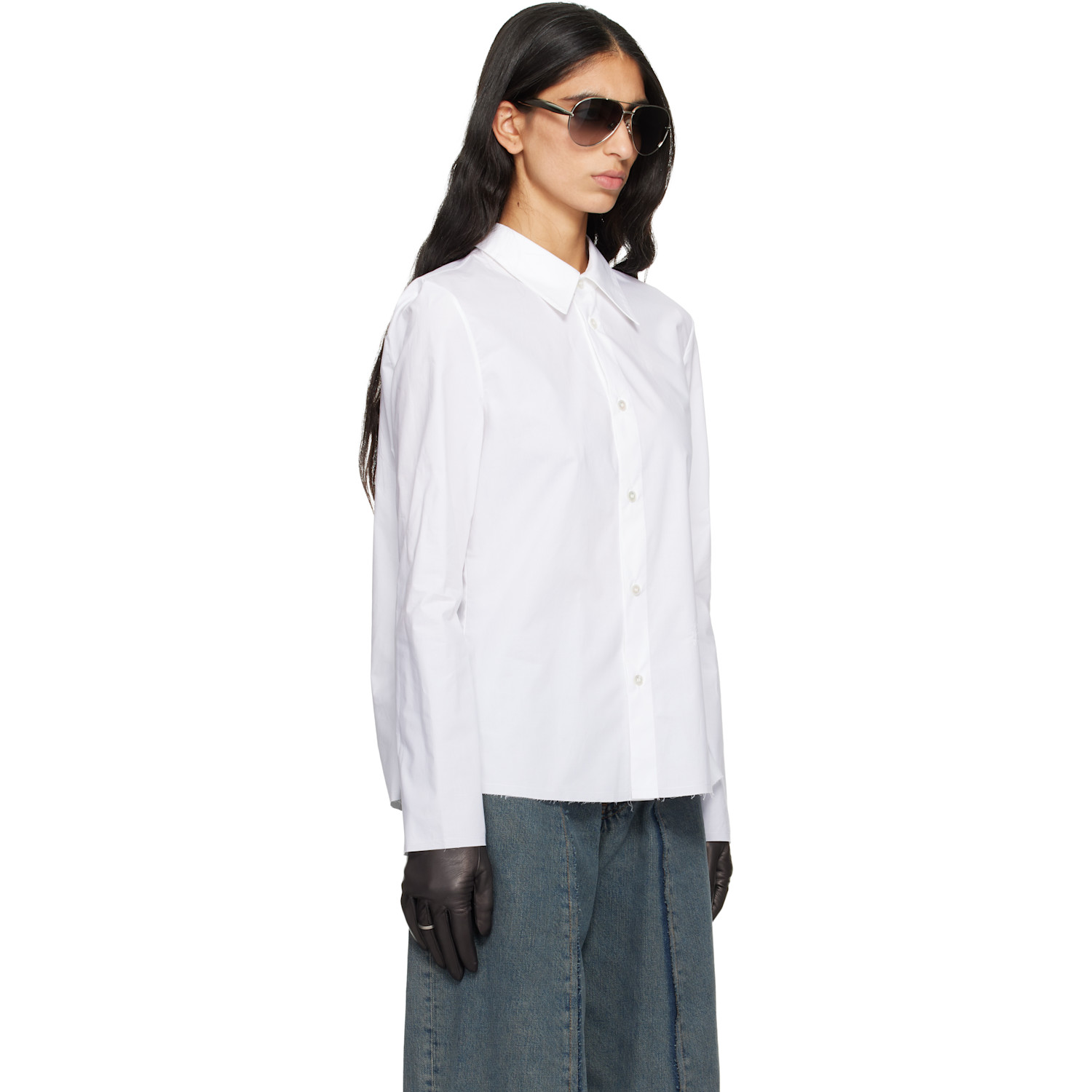  Mm6 Maison Margiela White Cotton Poplin Shirt 