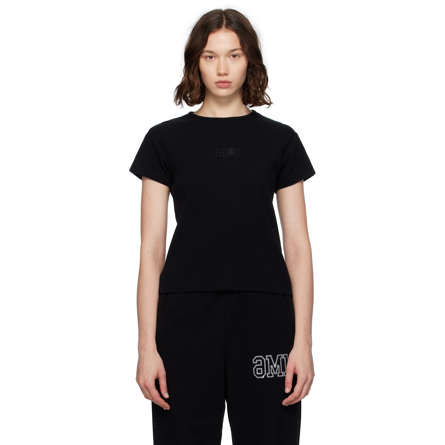 MM6 Maison Margiela Black Ribbed T-shirt