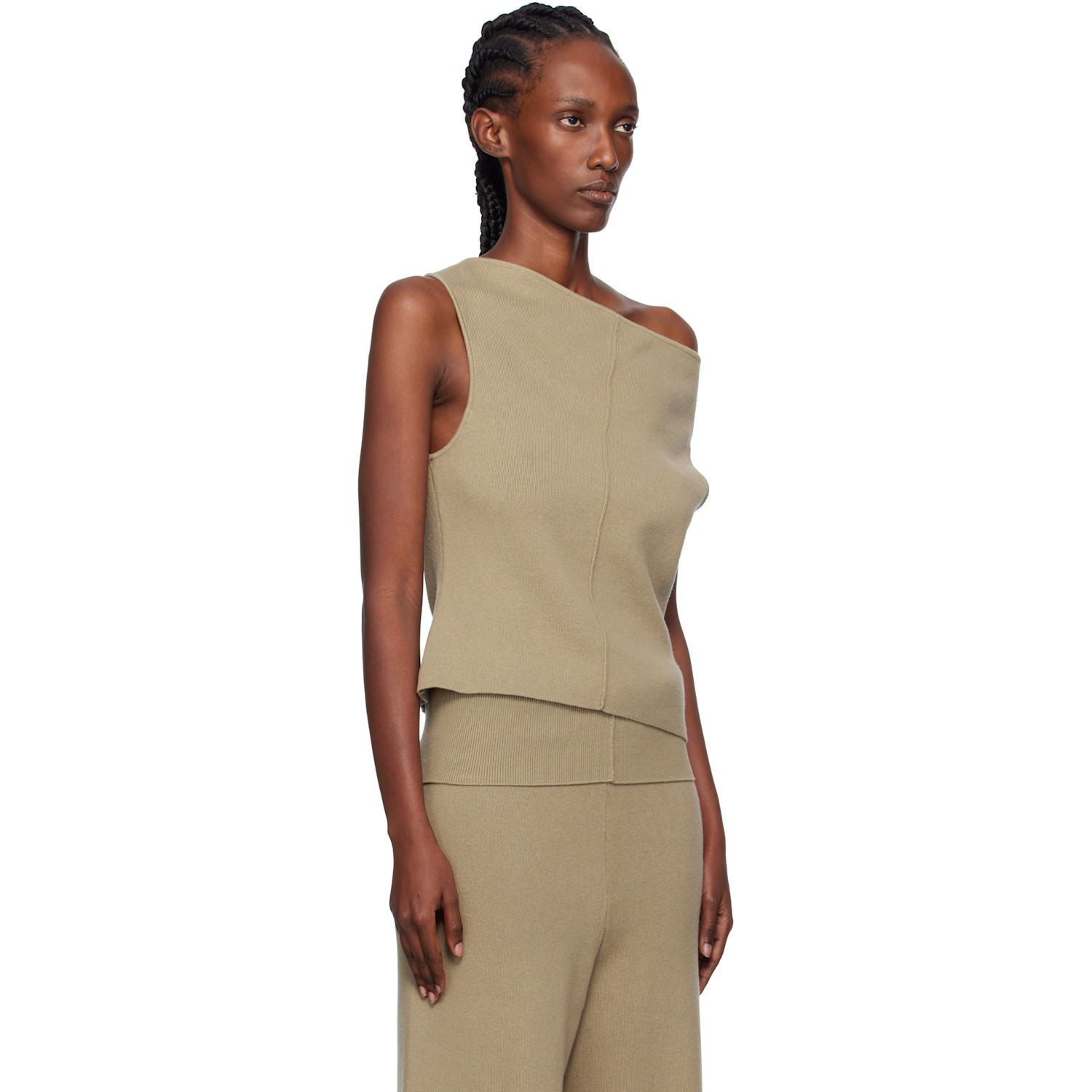  Aya Muse Beige Off Shoulder Seam Top 