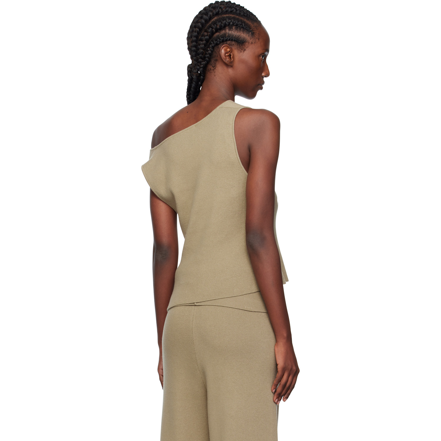  Aya Muse Beige Off Shoulder Seam Top 