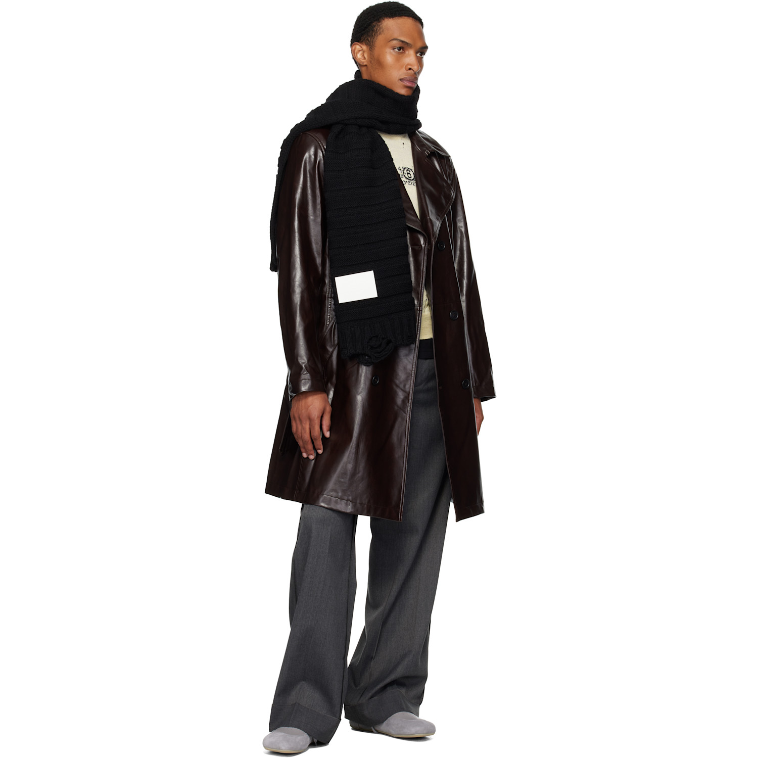  Mm6 Maison Margiela Black Wool Scarf 