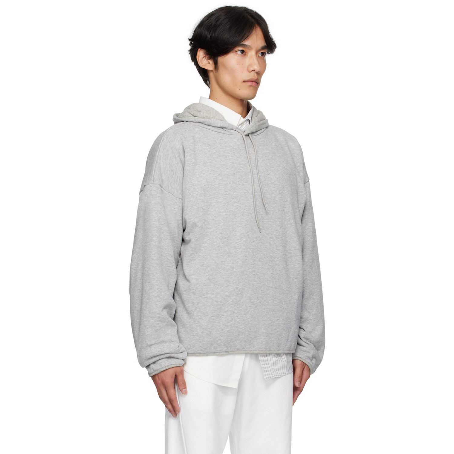  Mm6 Maison Margiela Gray Drawstring Hoodie 