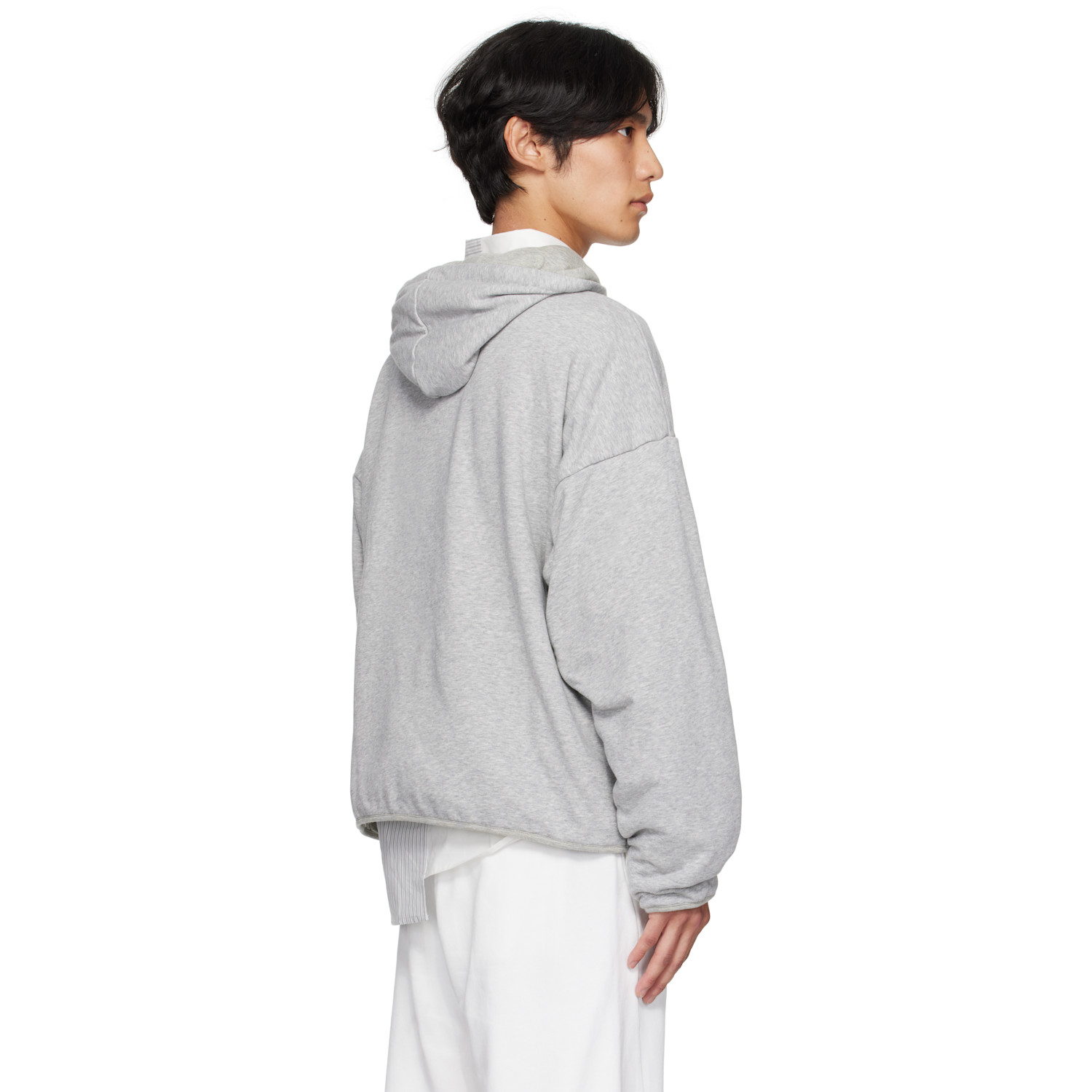  Mm6 Maison Margiela Gray Drawstring Hoodie 