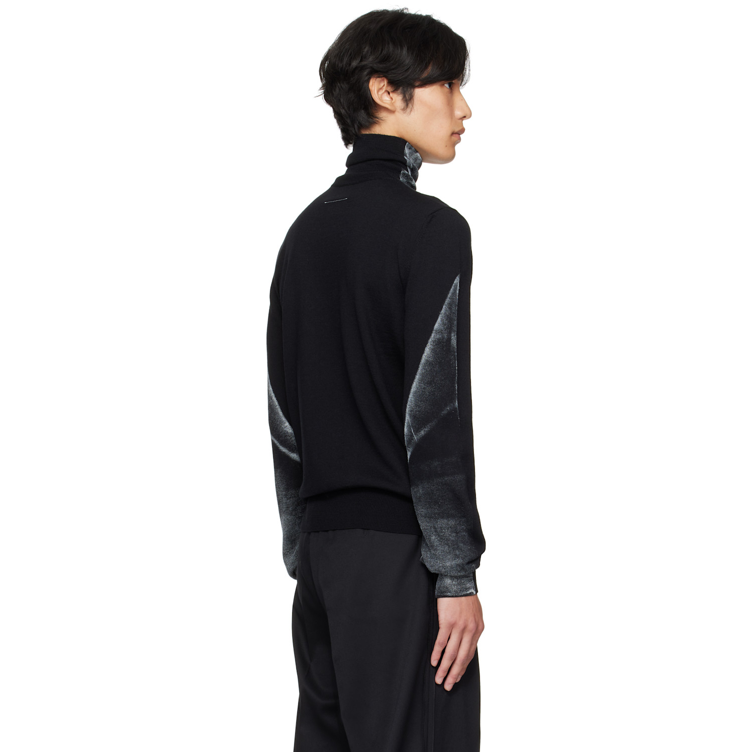  Mm6 Maison Margiela Black Folded Printed 14 Gauge Sweater 