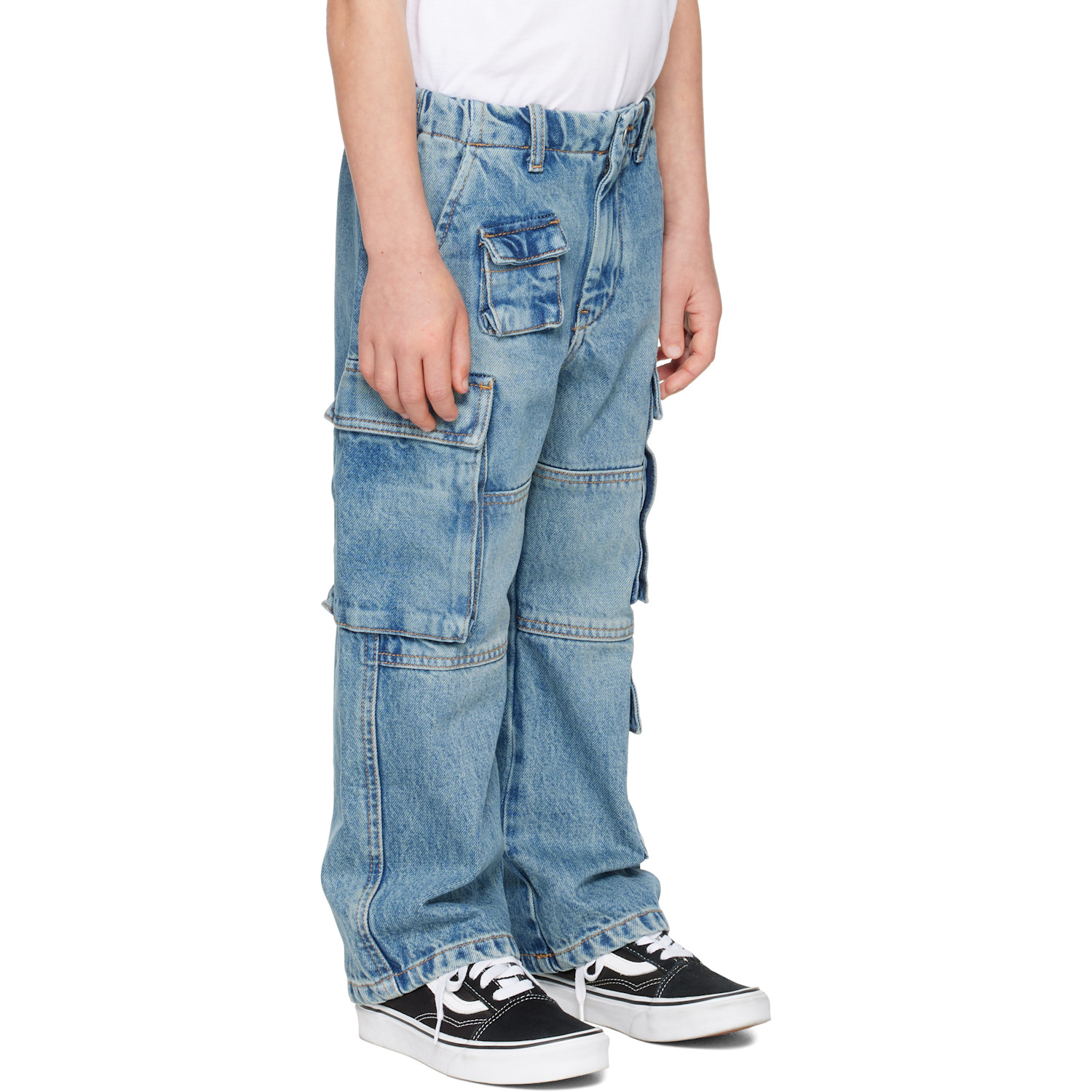  Mm6 Maison Margiela Kids Blue Faded Denim Cargo Pants 