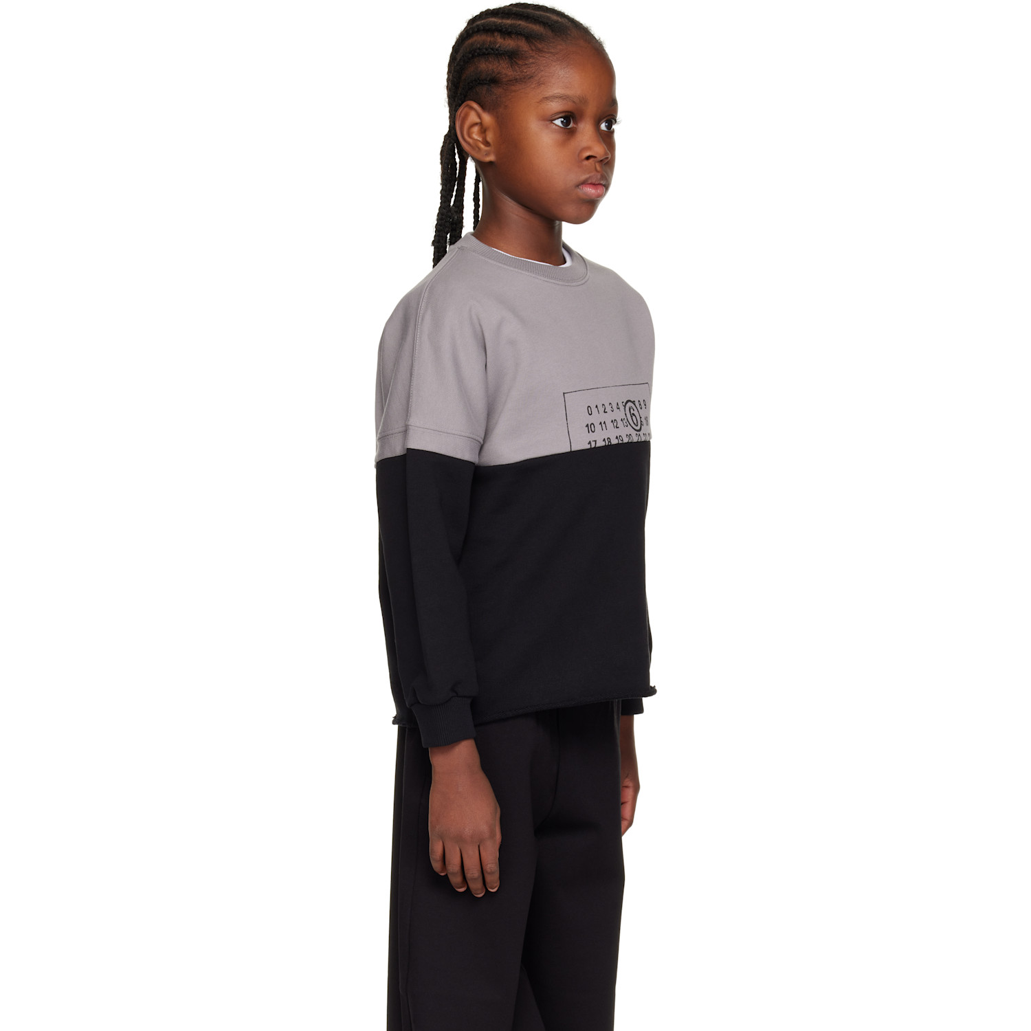  Mm6 Maison Margiela Kids Gray & Black Paneled Sweatshirt 